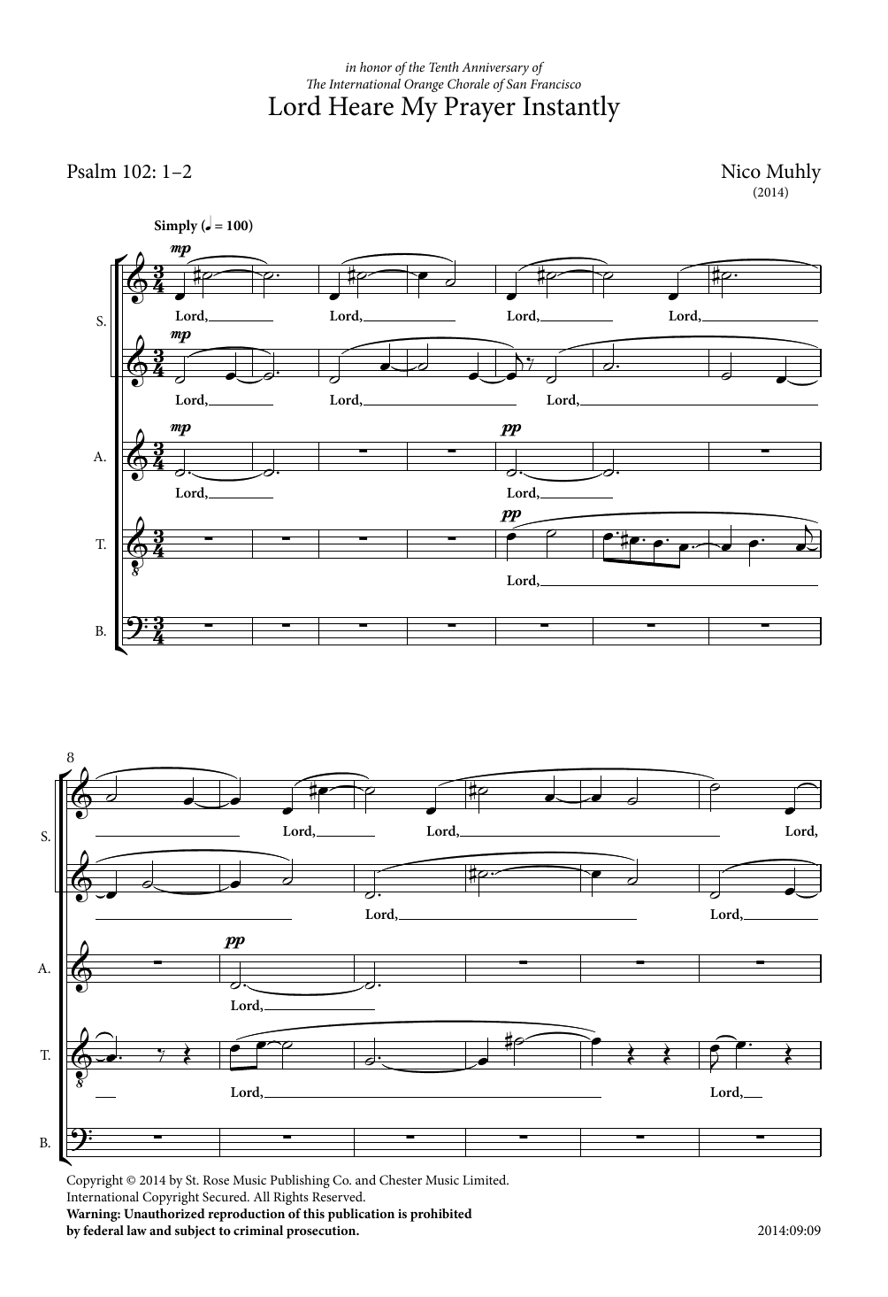 Download Nico Muhly Lord Heare My Prayer Instantly Sheet Music and learn how to play SATB PDF digital score in minutes