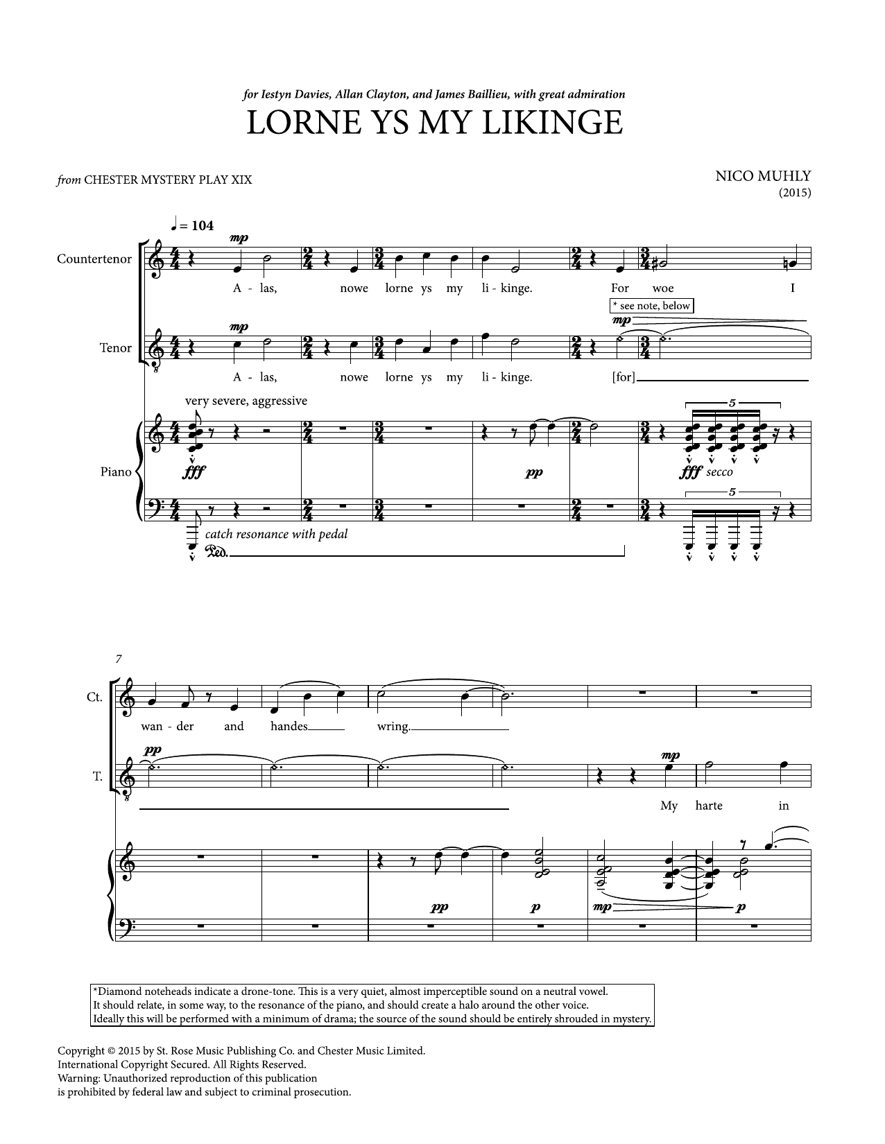 Download Nico Muhly Lorne Ys My Likinge Sheet Music and learn how to play Piano & Vocal PDF digital score in minutes