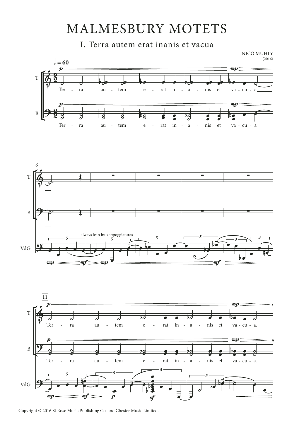 Download Nico Muhly Malmesbury Motets Sheet Music and learn how to play SATB Choir PDF digital score in minutes