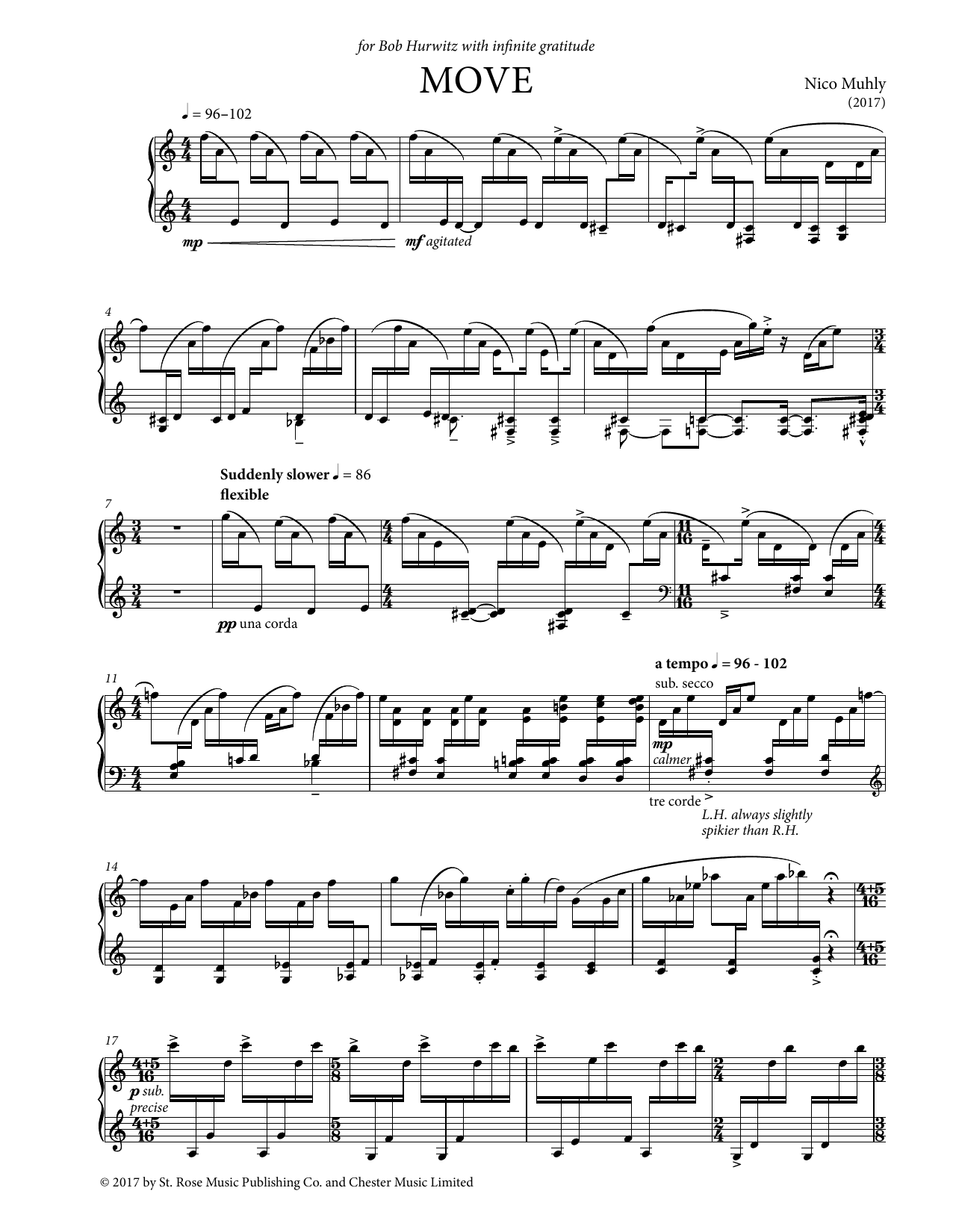 Download Nico Muhly Move Sheet Music and learn how to play Piano Solo PDF digital score in minutes