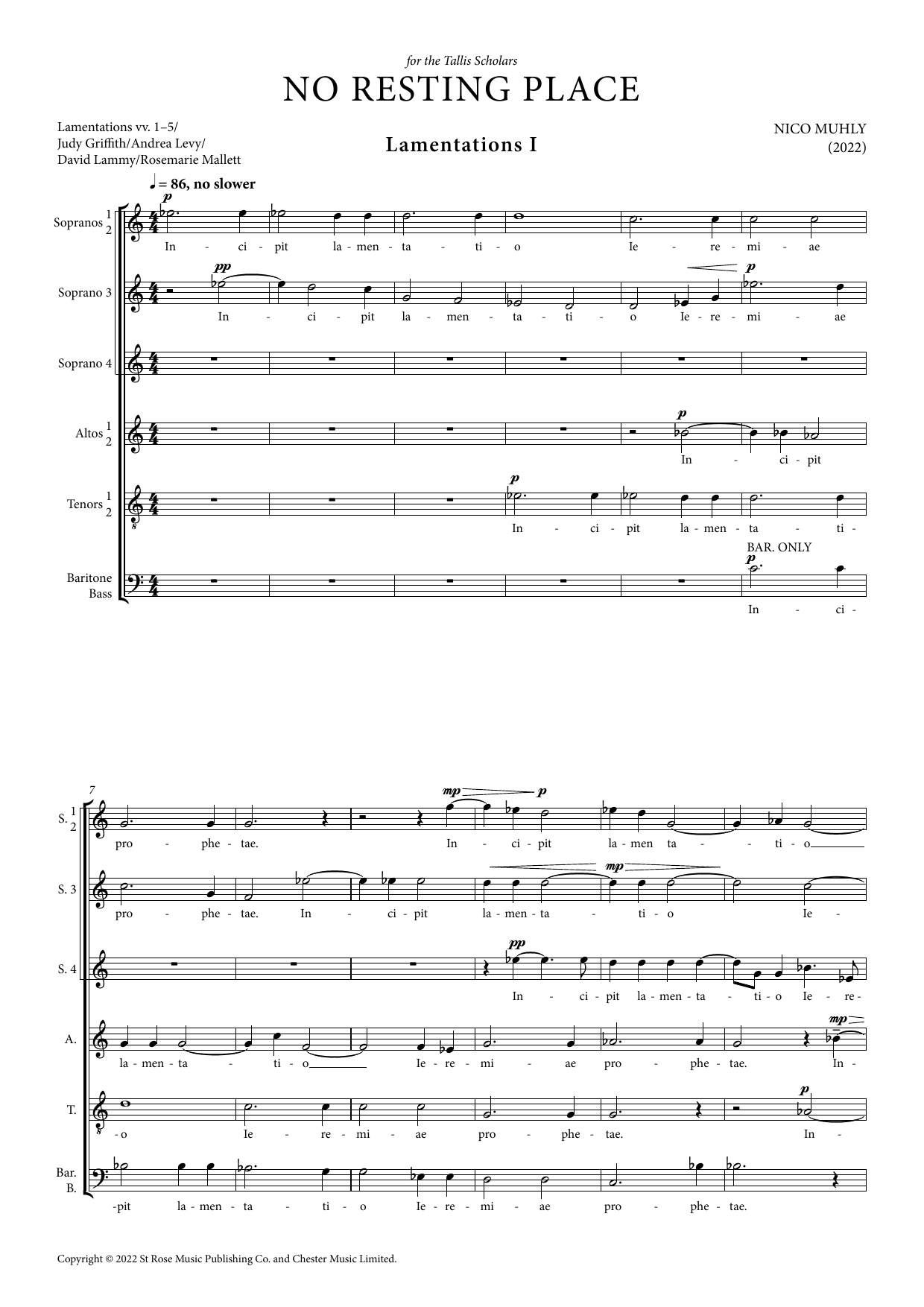 Download Nico Muhly No Resting Place Sheet Music and learn how to play SATB divisi Choir PDF digital score in minutes
