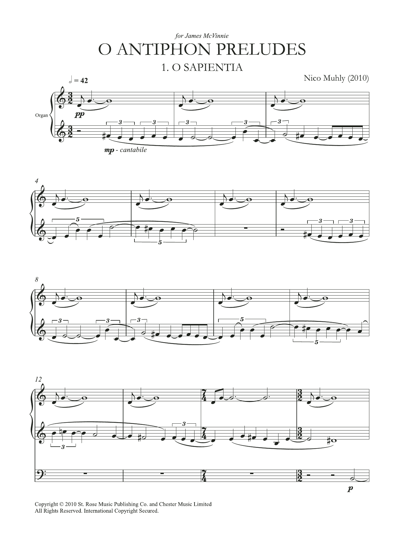 Download Nico Muhly O Antiphon Preludes Sheet Music and learn how to play Organ PDF digital score in minutes