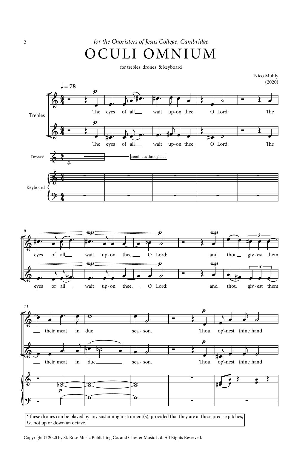 Download Nico Muhly Oculi Omnium (Jesus College) Sheet Music and learn how to play 2-Part Choir PDF digital score in minutes
