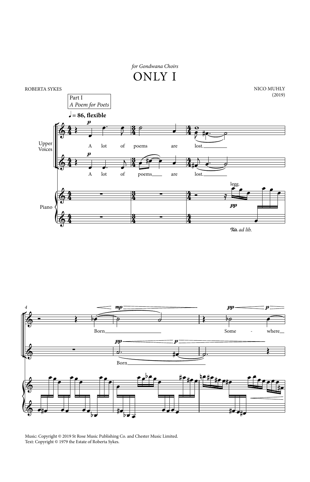 Download Nico Muhly Only I Sheet Music and learn how to play SSAA Choir PDF digital score in minutes