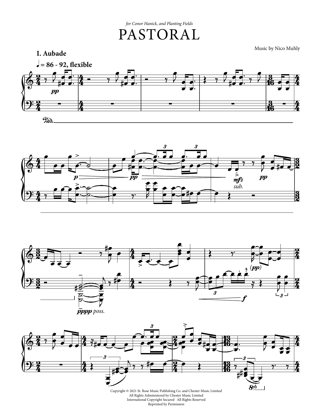 Download Nico Muhly Pastoral Sheet Music and learn how to play Piano Solo PDF digital score in minutes