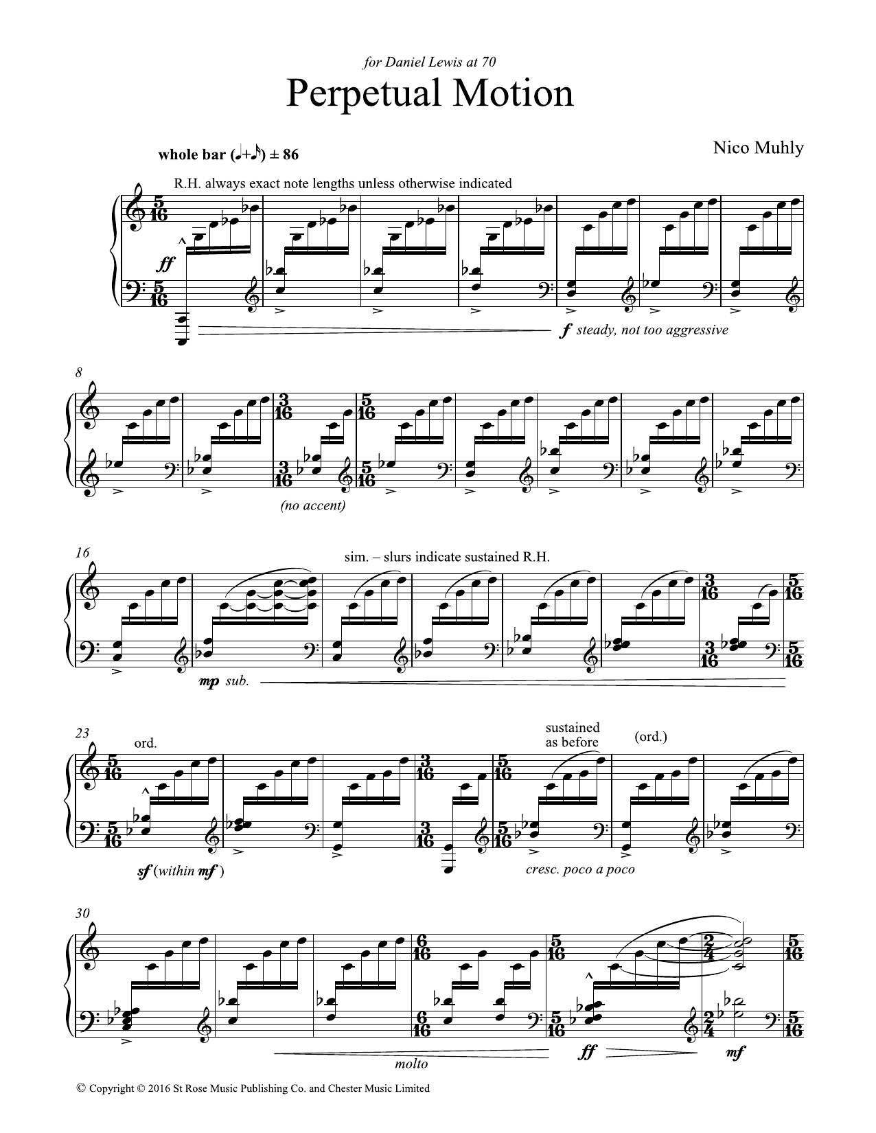 Download Nico Muhly Perpetual Motion Sheet Music and learn how to play Piano Solo PDF digital score in minutes