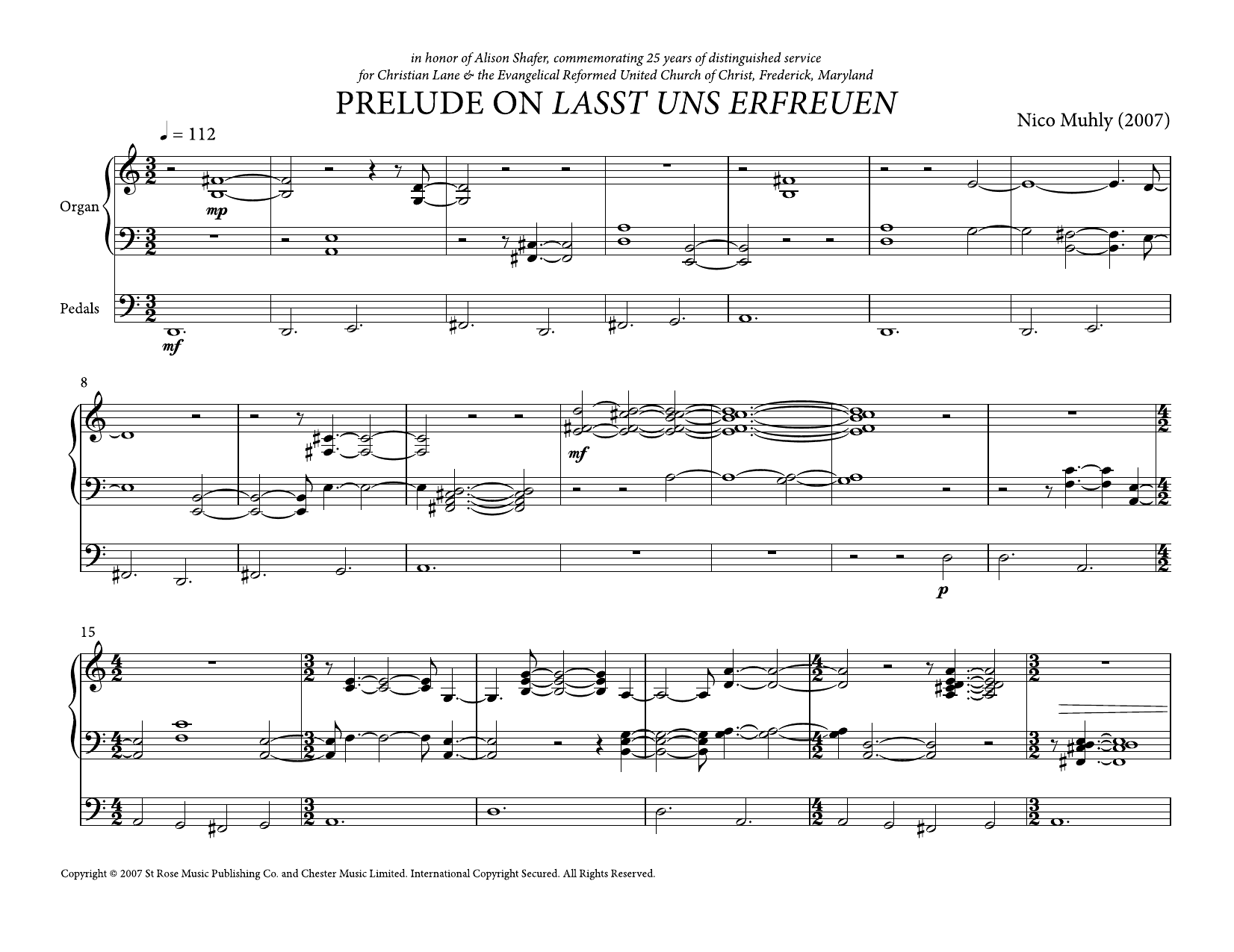Download Nico Muhly Prelude On Lasst Uns Erfreuen Sheet Music and learn how to play Organ PDF digital score in minutes