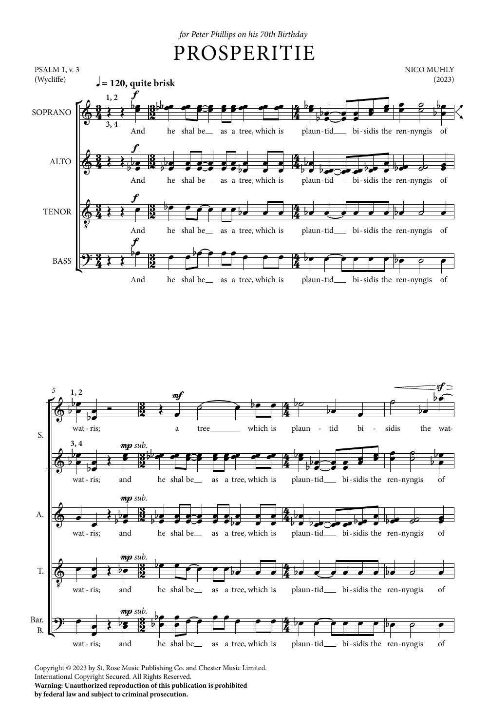 Download Nico Muhly Prosperitie (for SSSSAATTBarB) Sheet Music and learn how to play Choir PDF digital score in minutes