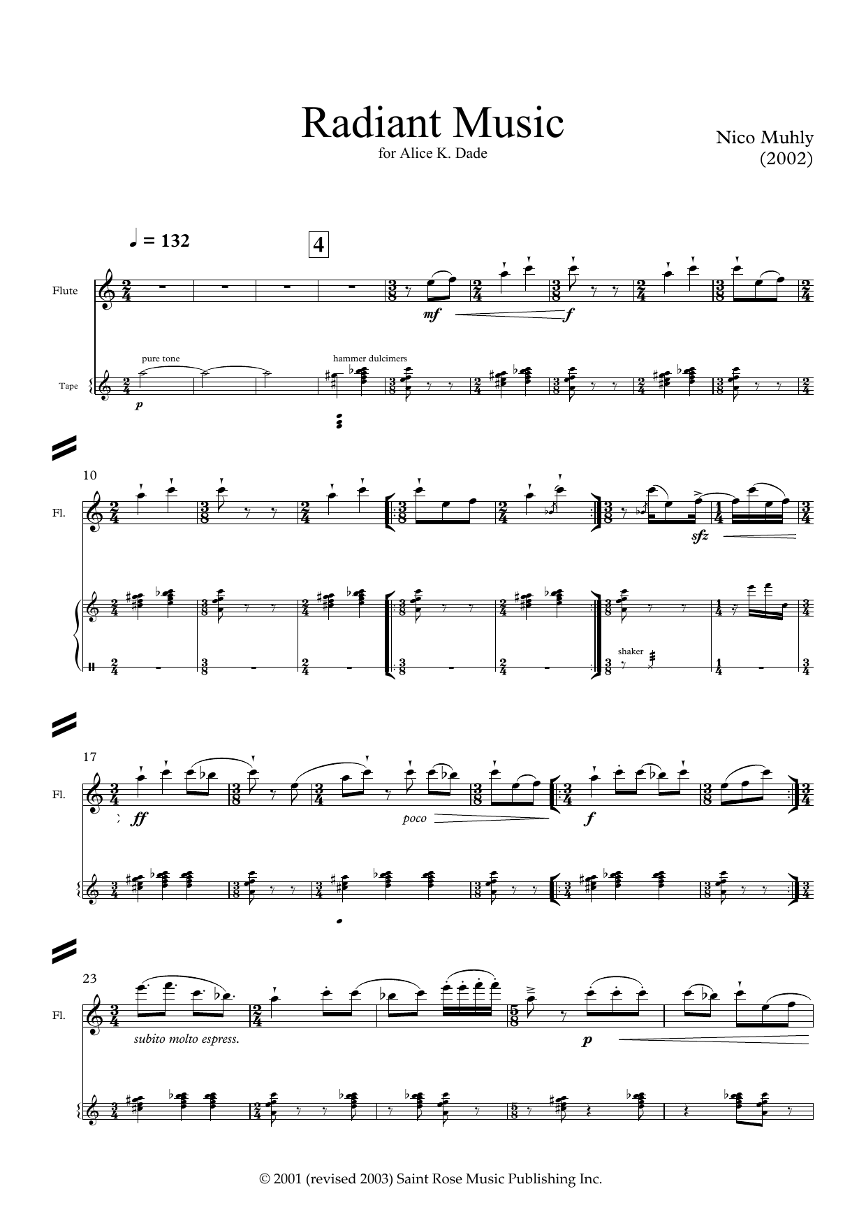 Download Nico Muhly Radiant Music (for flute and electronics) Sheet Music and learn how to play Flute Solo PDF digital score in minutes