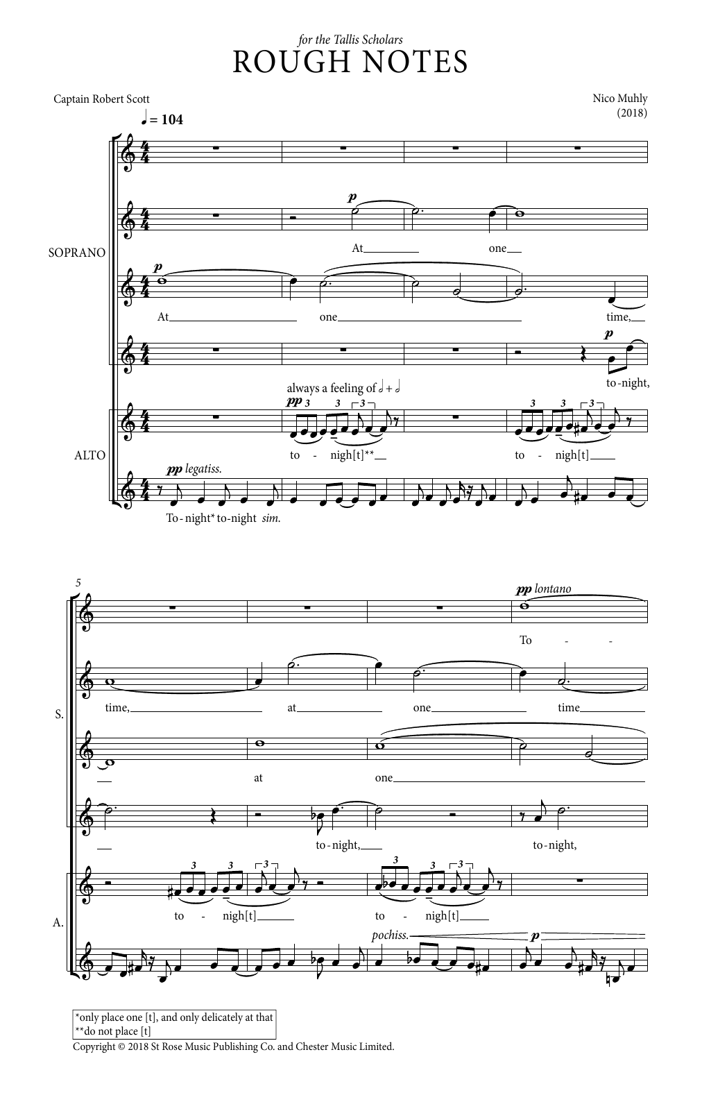 Download Nico Muhly Rough Notes Sheet Music and learn how to play SATB Choir PDF digital score in minutes