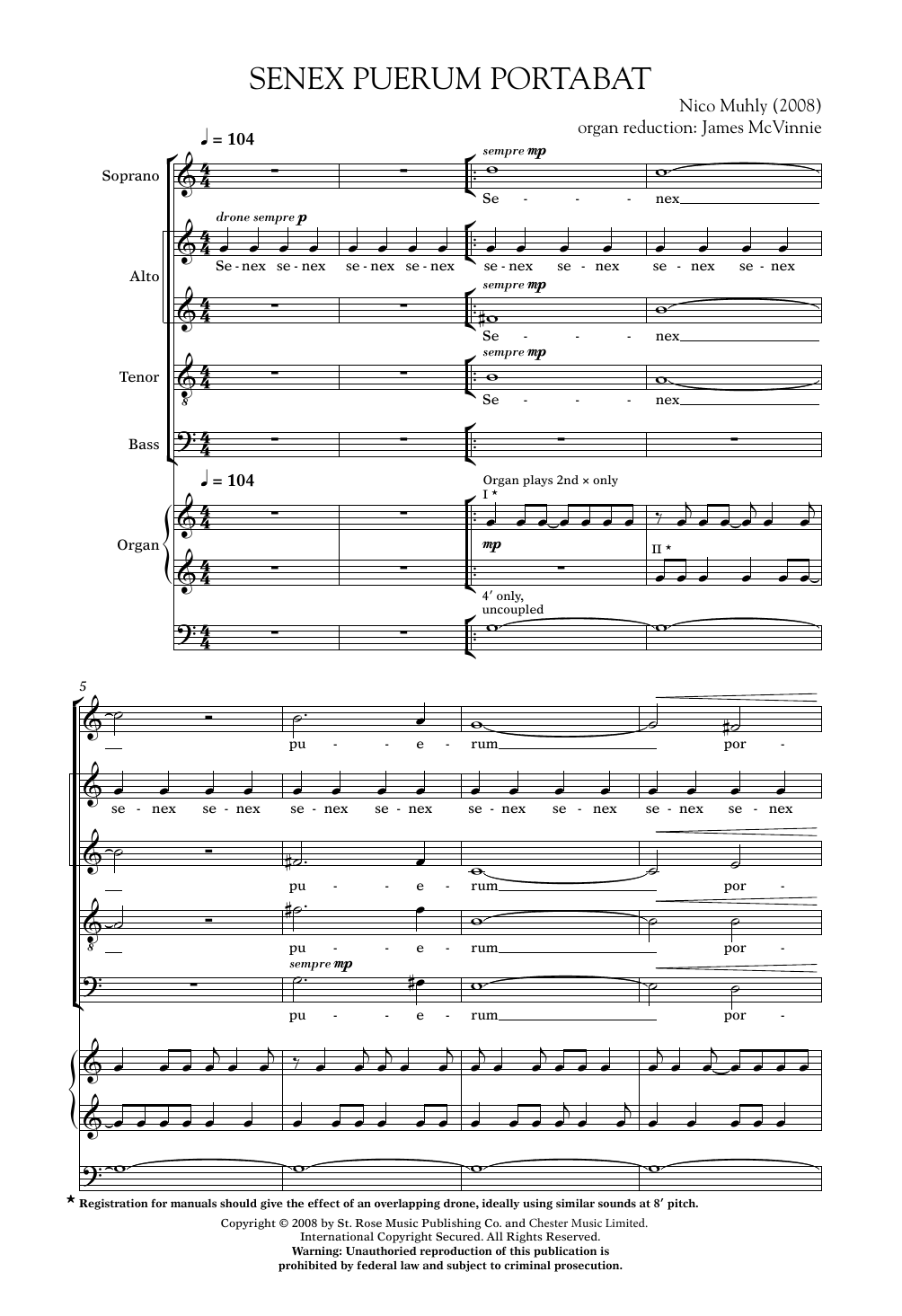 Download Nico Muhly Senex Puerum Portabat Sheet Music and learn how to play SATB Choir PDF digital score in minutes