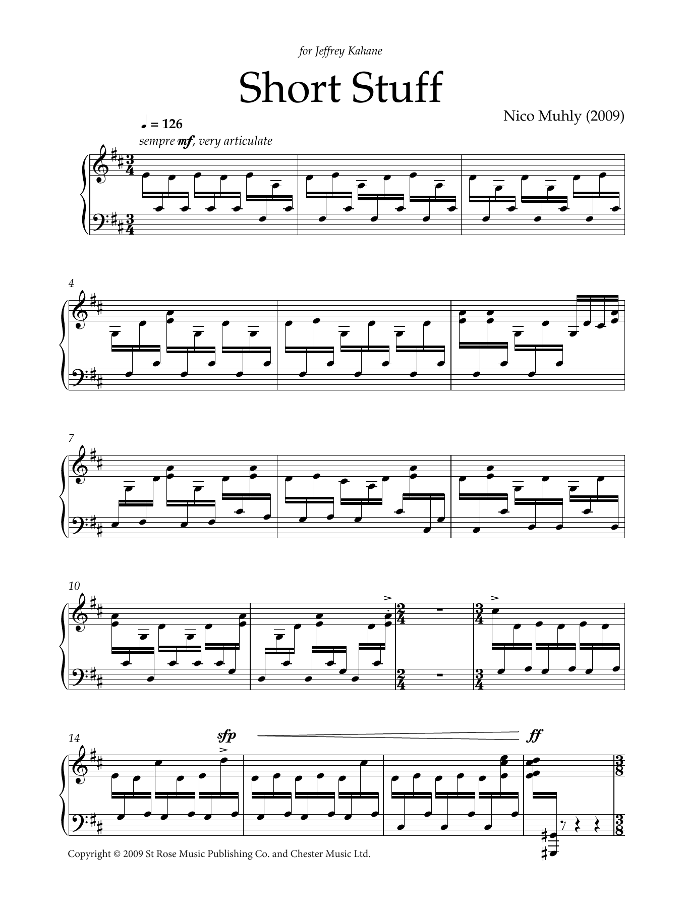 Download Nico Muhly Short Stuff Sheet Music and learn how to play Piano PDF digital score in minutes