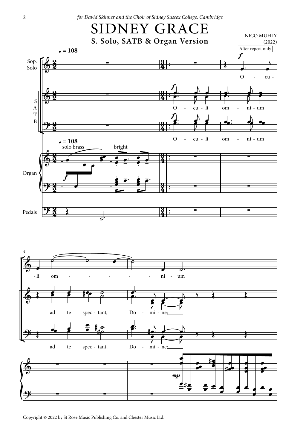 Download Nico Muhly Sidney Grace Sheet Music and learn how to play SATB Choir PDF digital score in minutes