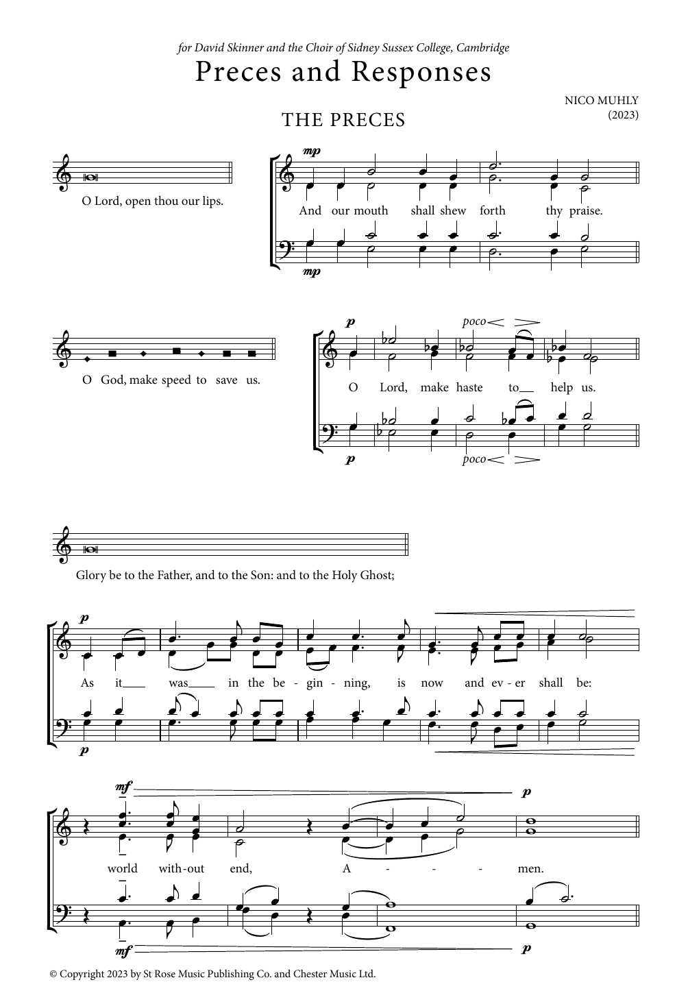 Download Nico Muhly Sidney Responses Sheet Music and learn how to play SATB Choir PDF digital score in minutes