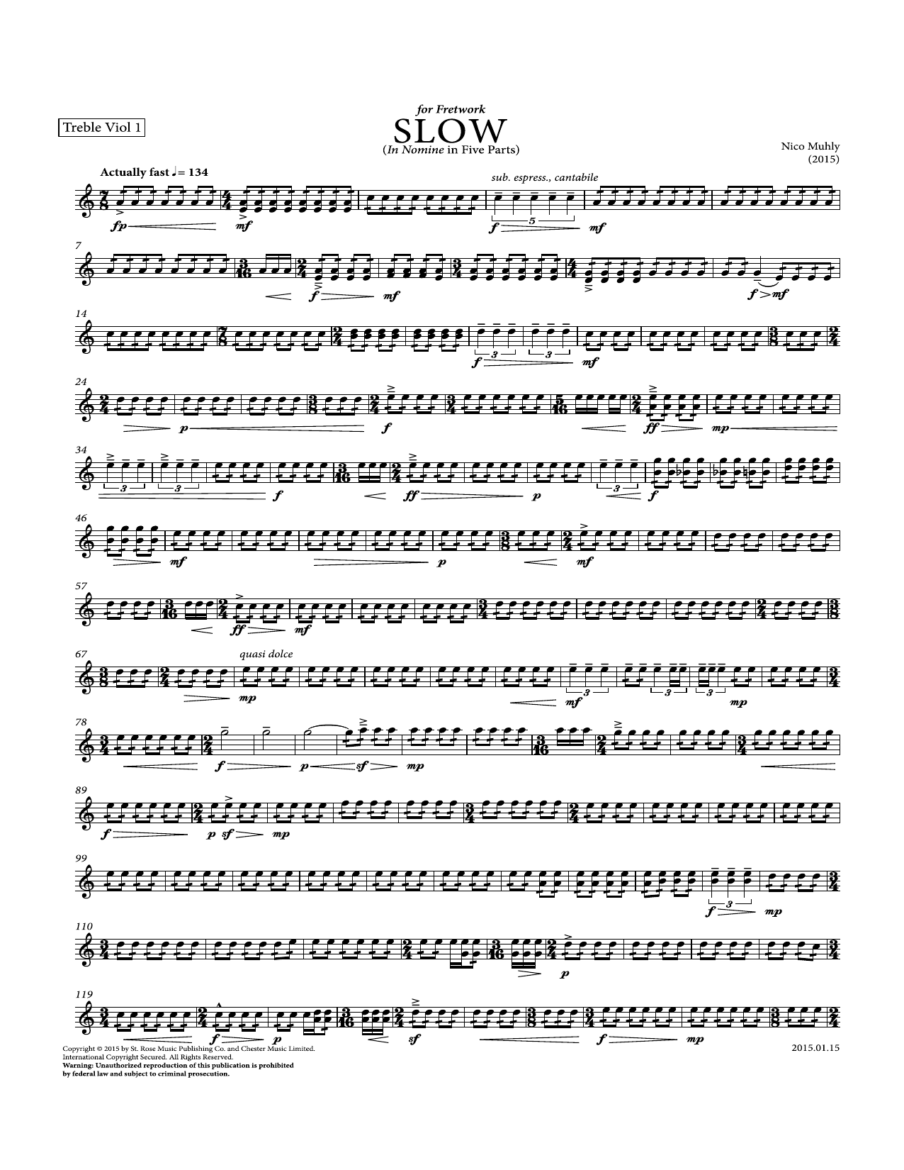 Download Nico Muhly Slow (Parts) Sheet Music and learn how to play String Ensemble PDF digital score in minutes