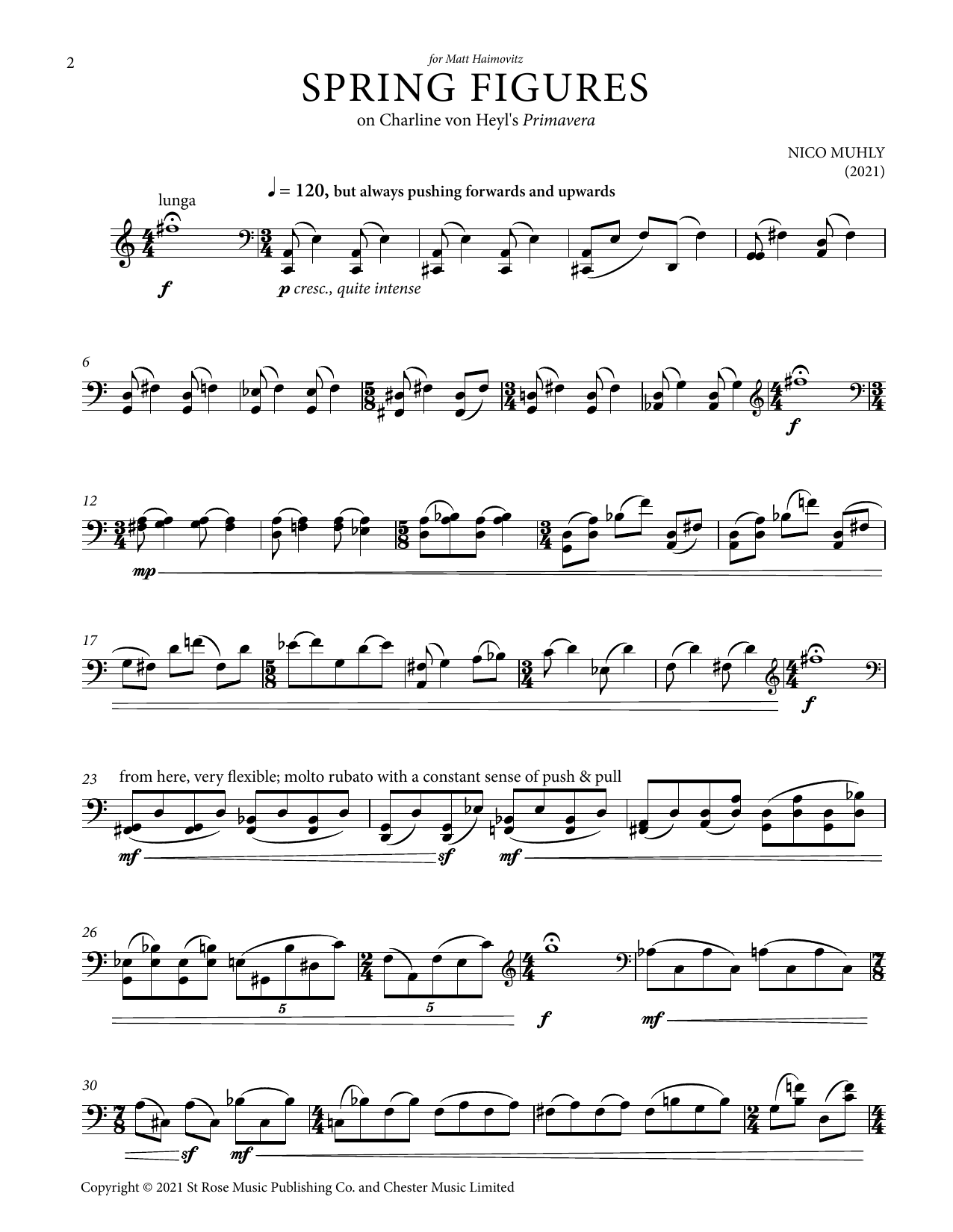 Download Nico Muhly Spring Figures Sheet Music and learn how to play Cello Solo PDF digital score in minutes