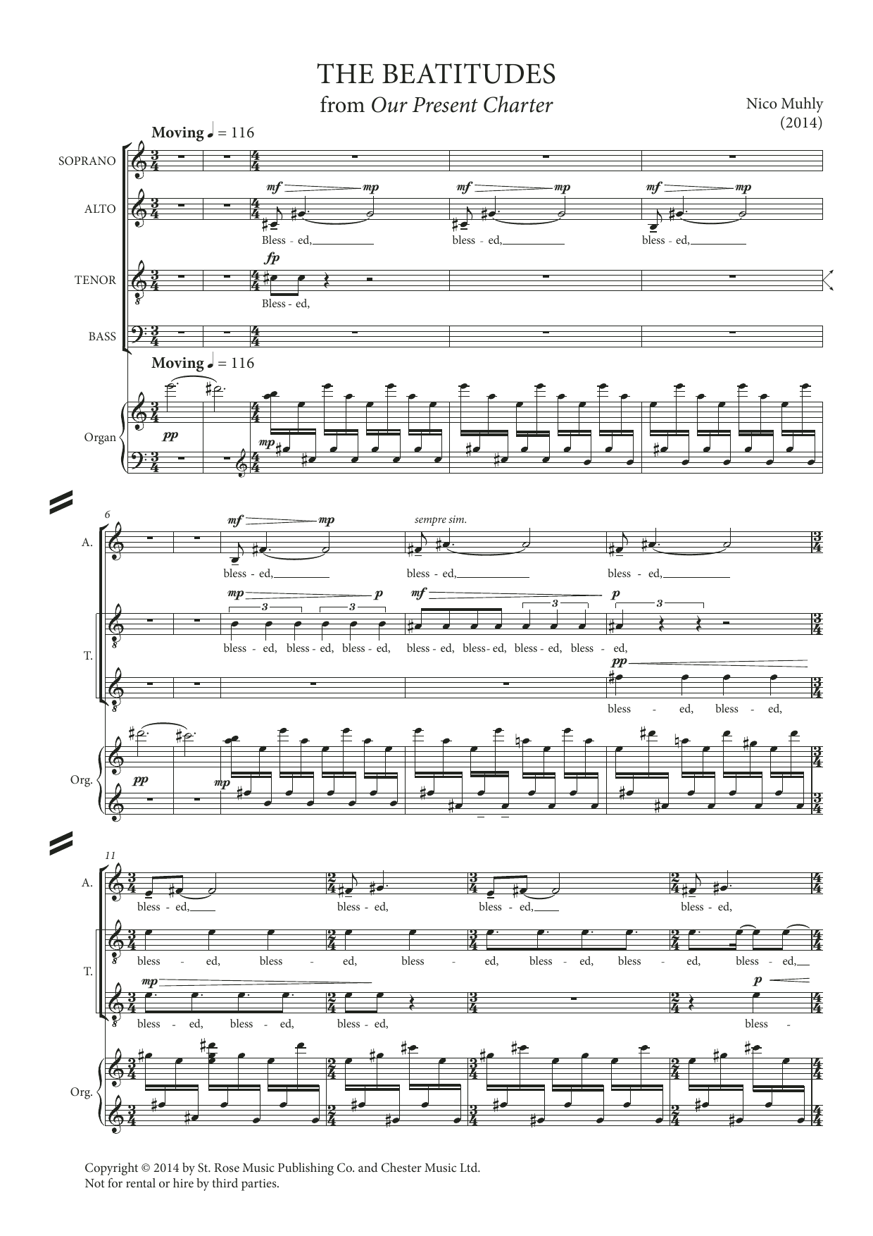 Download Nico Muhly The Beatitudes (from Our Present Charter) Sheet Music and learn how to play SATB Choir PDF digital score in minutes