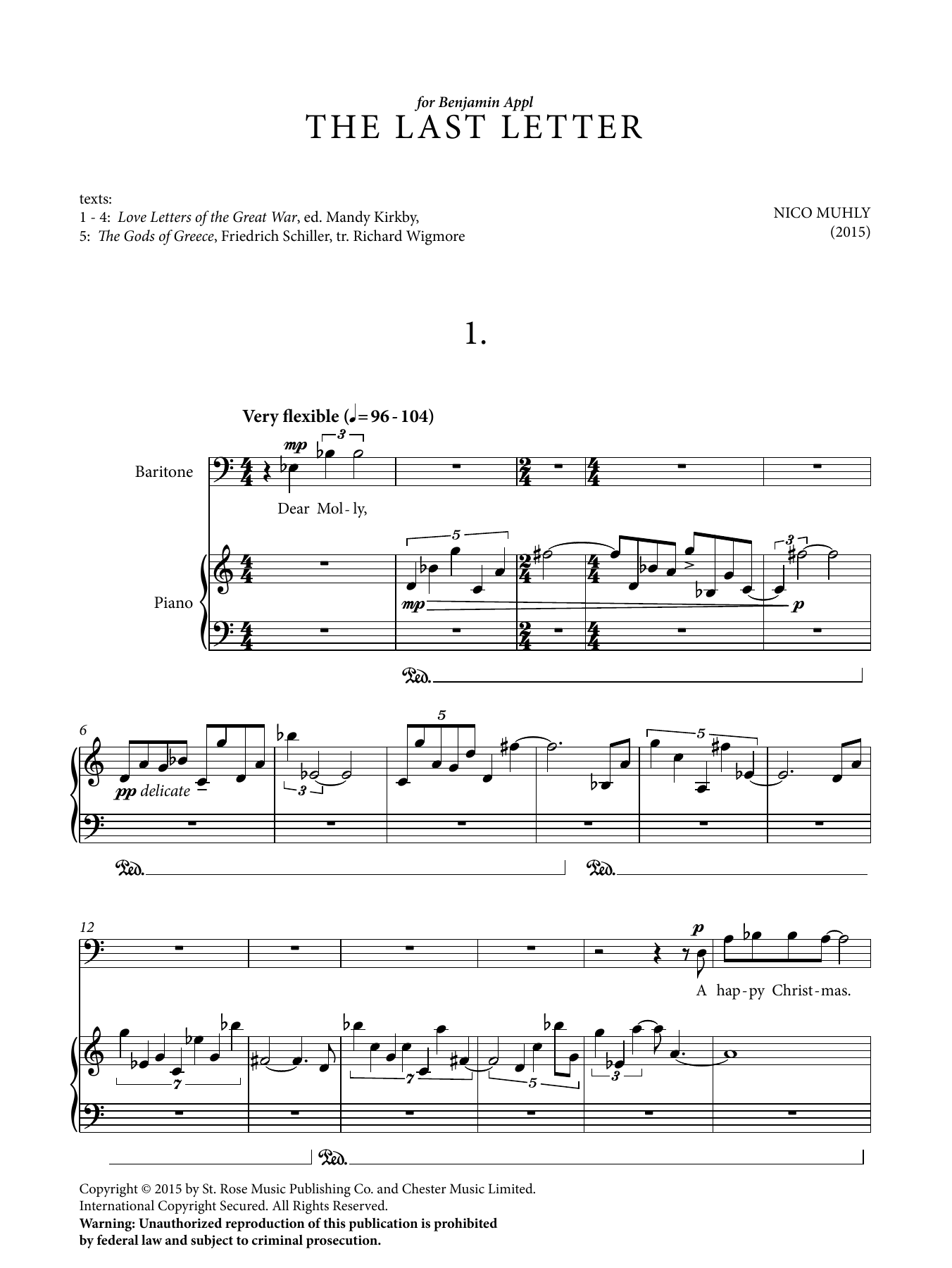 Download Nico Muhly The Last Letter Sheet Music and learn how to play Vocal Solo PDF digital score in minutes