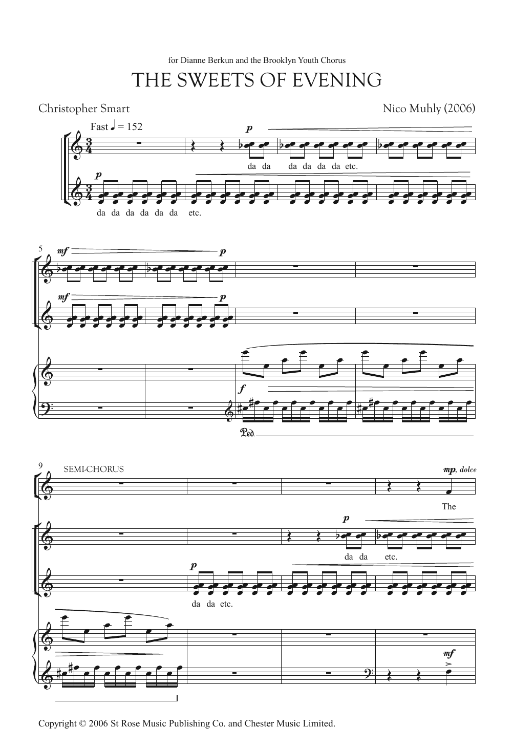 Download Nico Muhly The Sweets Of Evening Sheet Music and learn how to play Unison Voice PDF digital score in minutes