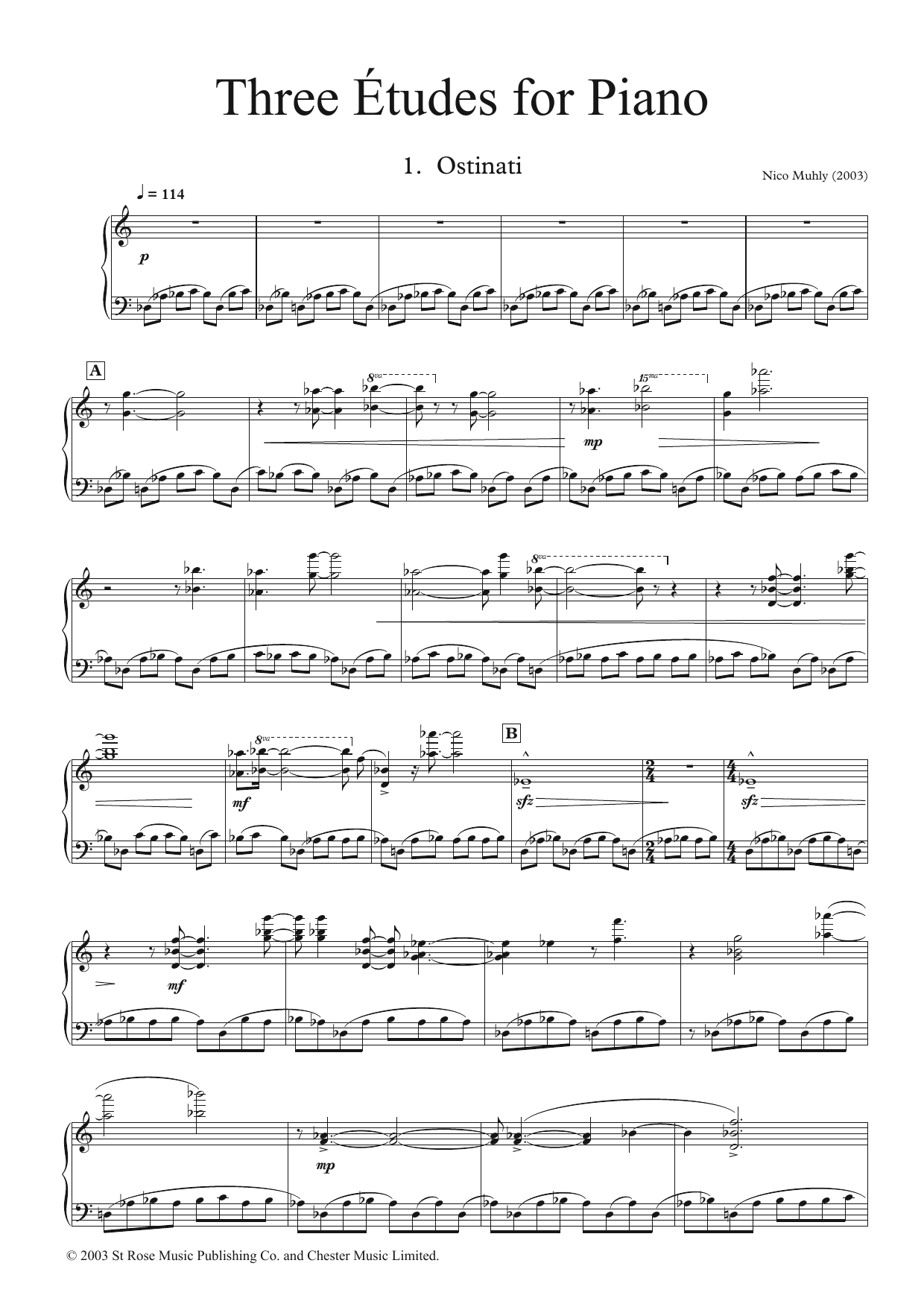 Download Nico Muhly Three Etudes for Piano Sheet Music and learn how to play Piano PDF digital score in minutes