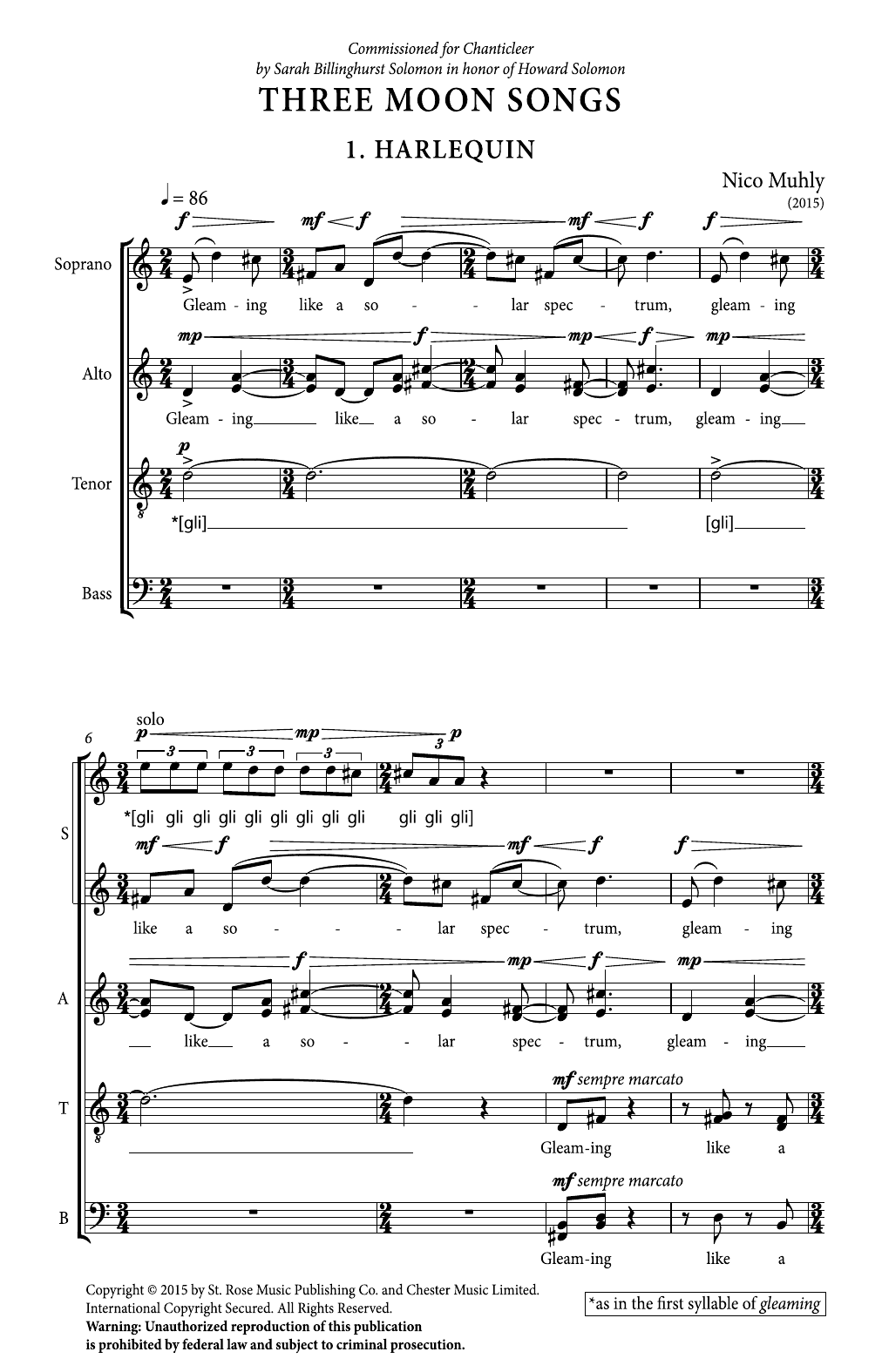 Download Nico Muhly Three Moon Songs Sheet Music and learn how to play Choir PDF digital score in minutes