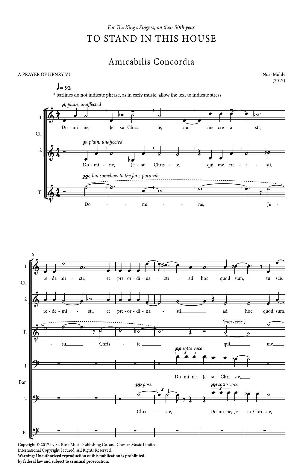 Download Nico Muhly To Stand In This House Sheet Music and learn how to play TTBB Choir PDF digital score in minutes