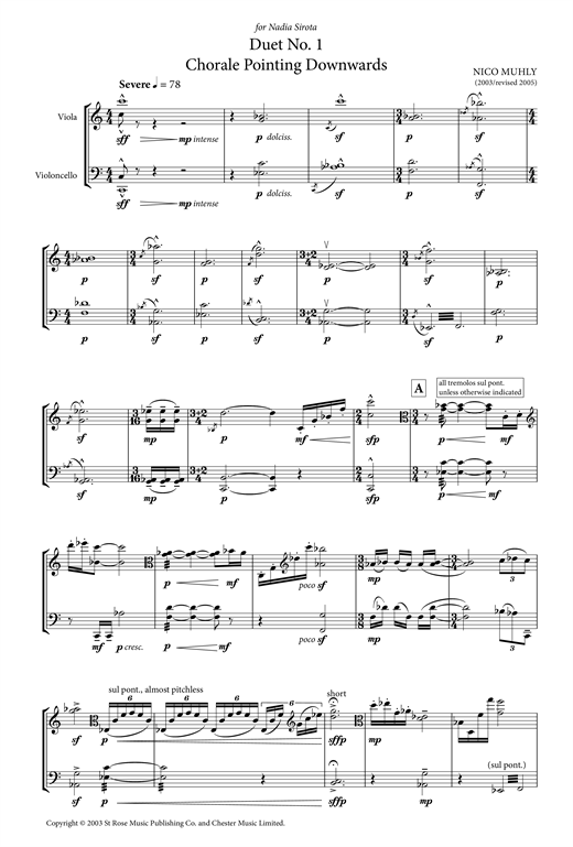 Download Nico Muhly Duet No. 1 (Chorale Pointing Downwards) (for Viola and Cello) Sheet Music and learn how to play Viola PDF digital score in minutes
