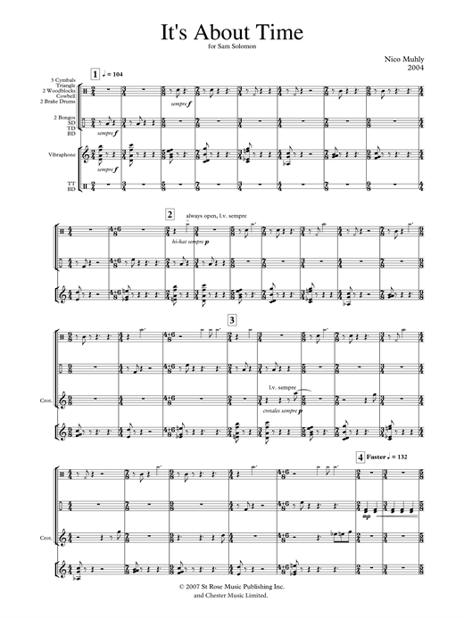 Download Nico Muhly It's About Time (for solo percussion) Sheet Music and learn how to play Percussion PDF digital score in minutes