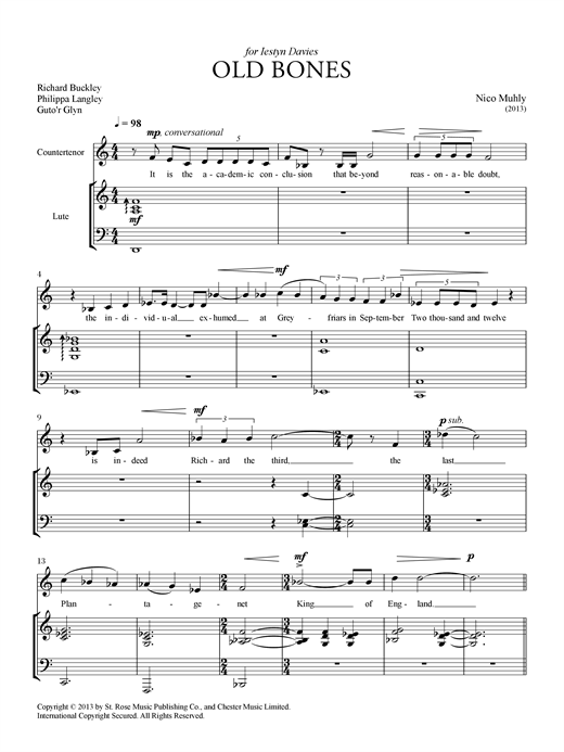 Download Nico Muhly Old Bones Sheet Music and learn how to play Countertenor PDF digital score in minutes