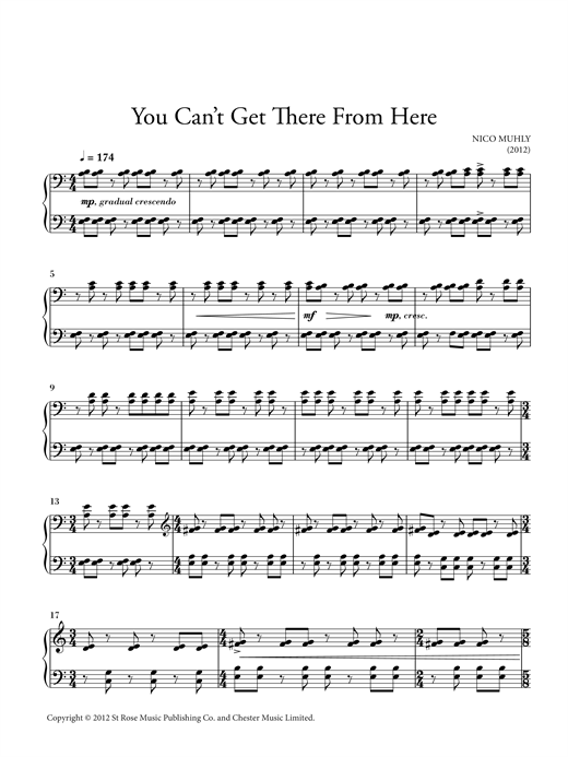 Download Nico Muhly You Can't Get There From Here Sheet Music and learn how to play Piano PDF digital score in minutes