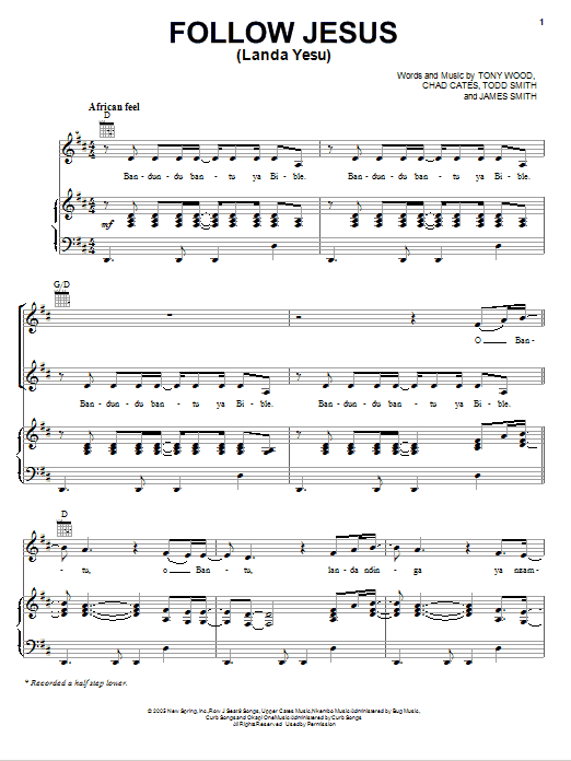 Download Nicole C. Mullen Follow Jesus (Landa Yesu) Sheet Music and learn how to play Piano, Vocal & Guitar (Right-Hand Melody) PDF digital score in minutes