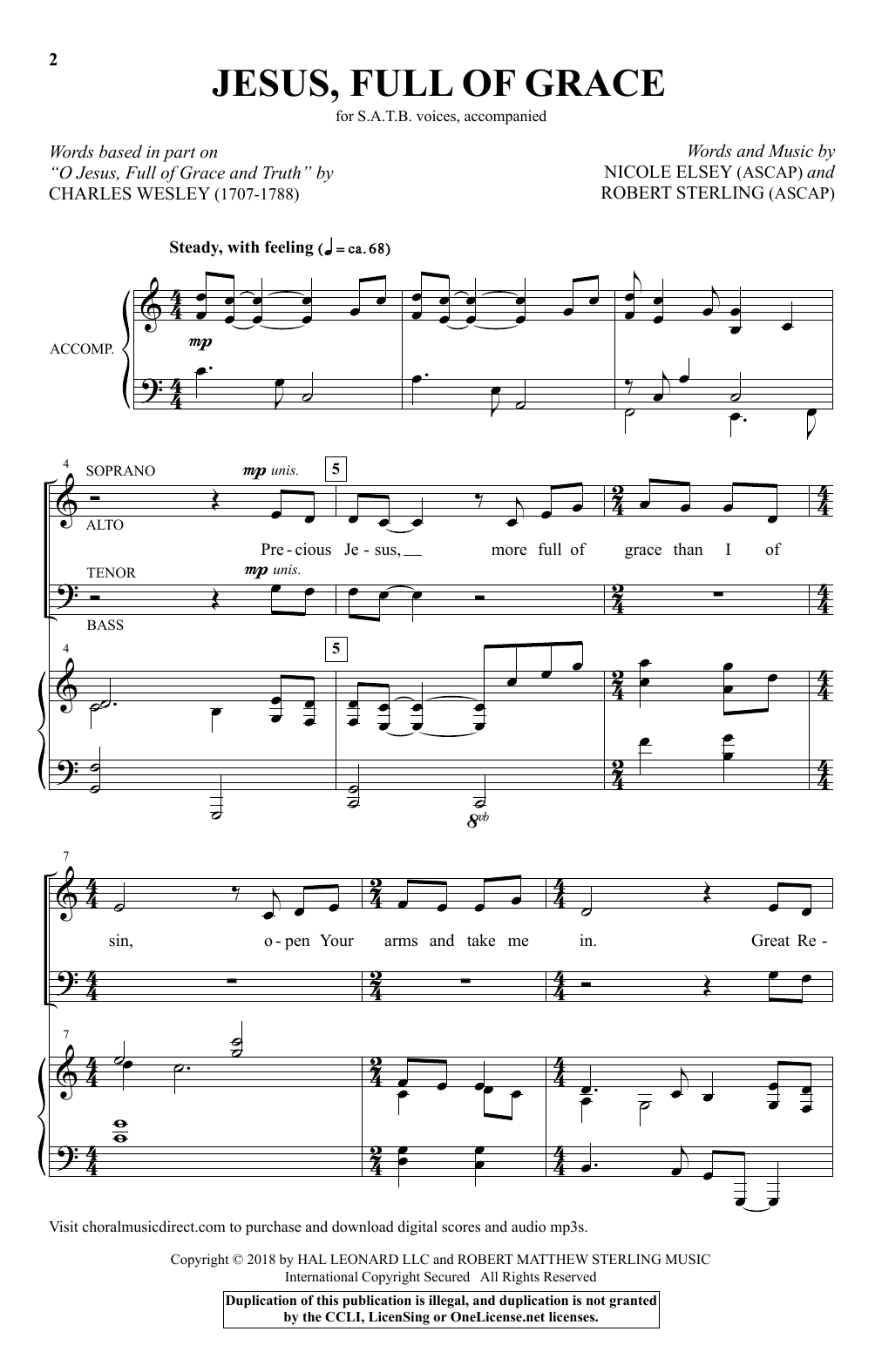 Download Robert Sterling Jesus, Full Of Grace Sheet Music and learn how to play SATB PDF digital score in minutes