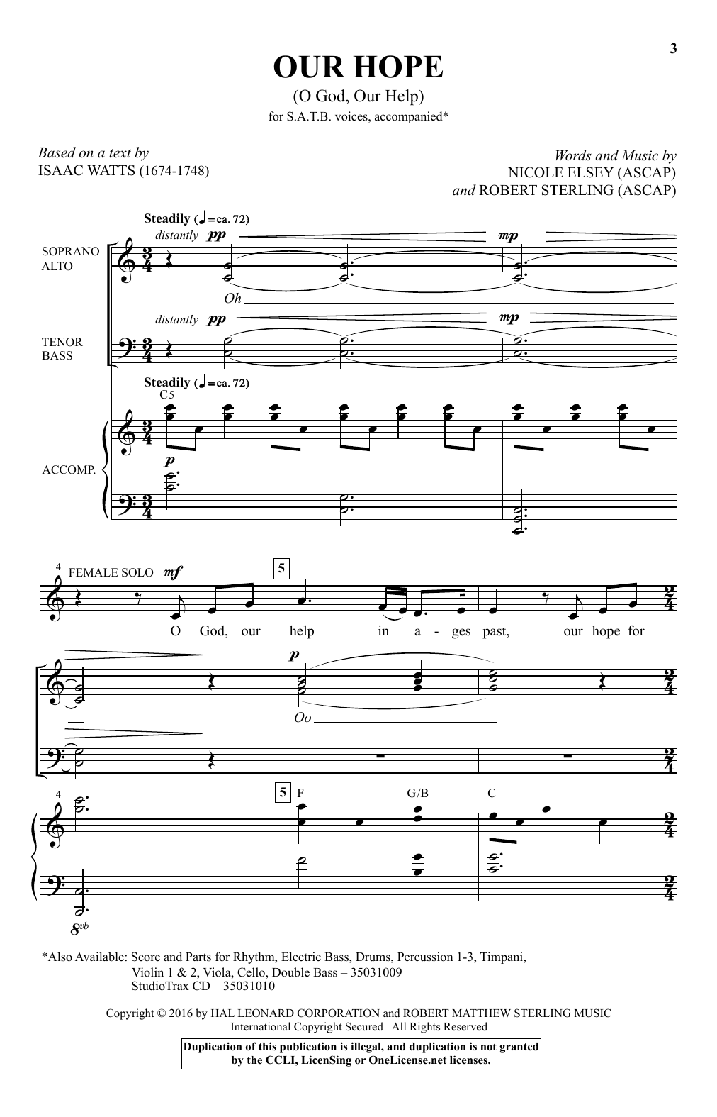 Download Nicole Elsey Our Hope (O God, Our Help) Sheet Music and learn how to play SATB PDF digital score in minutes