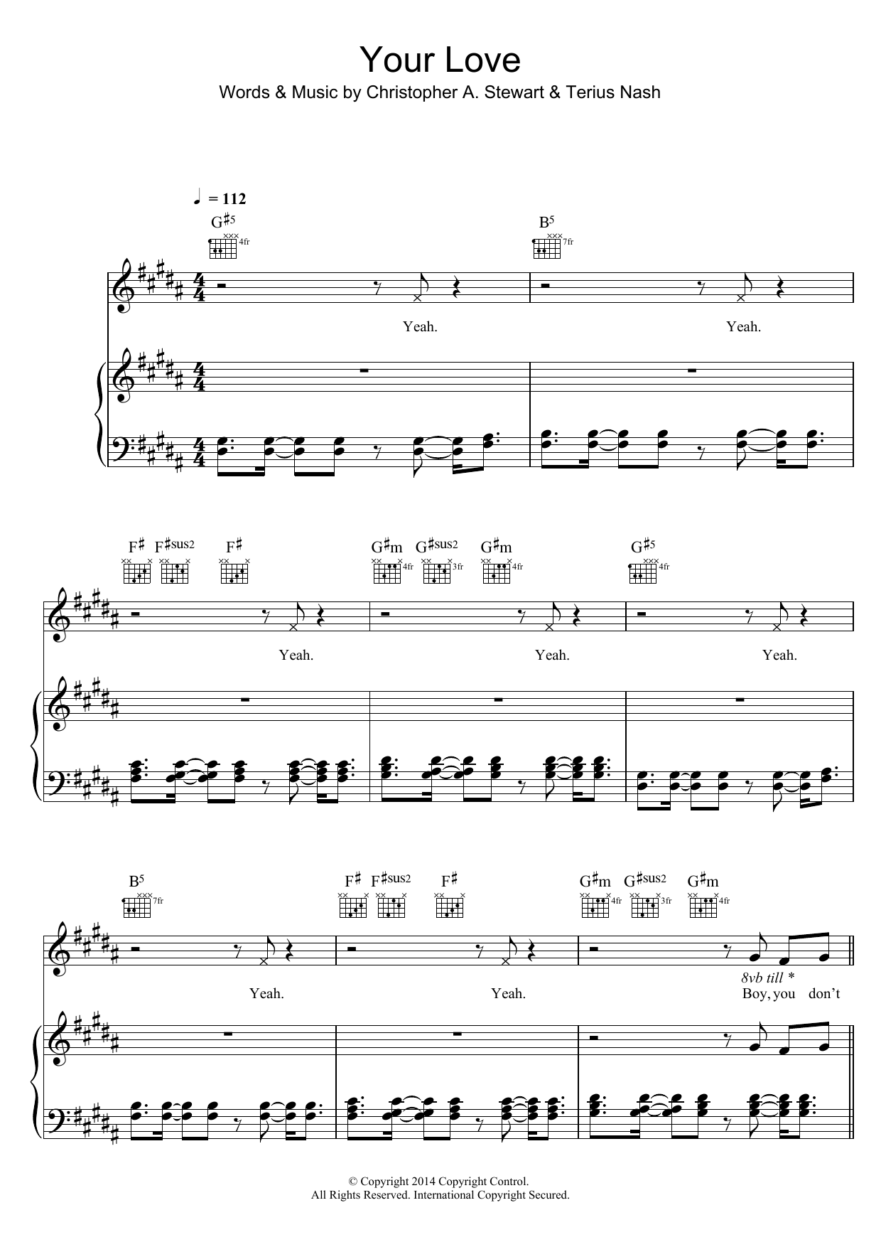 Download Nicole Scherzinger Your Love Sheet Music and learn how to play Piano, Vocal & Guitar (Right-Hand Melody) PDF digital score in minutes