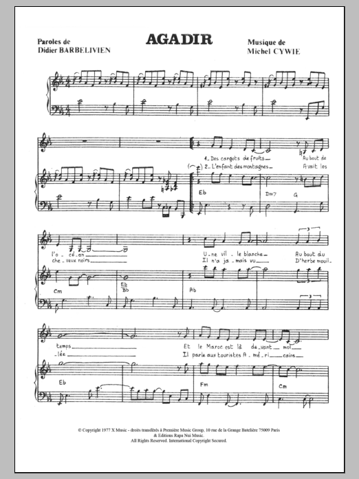 Download Nicoletta Agadir Sheet Music and learn how to play Piano & Vocal PDF digital score in minutes