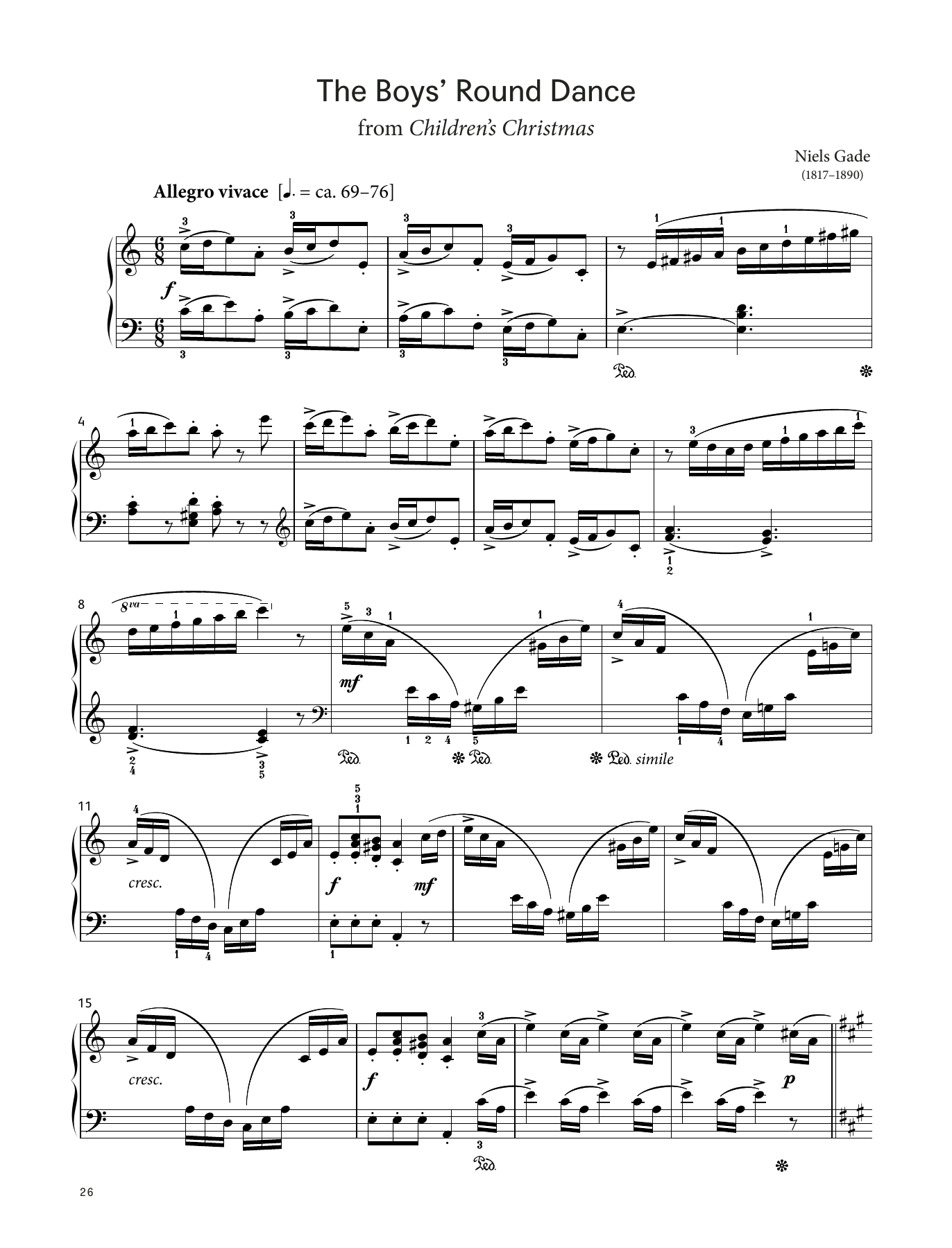 Download Niels Gade The Boys' Round Dance, Op. 36 No. 3b (LCME Piano 2018 Grade 5 List B) Sheet Music and learn how to play Piano Solo PDF digital score in minutes