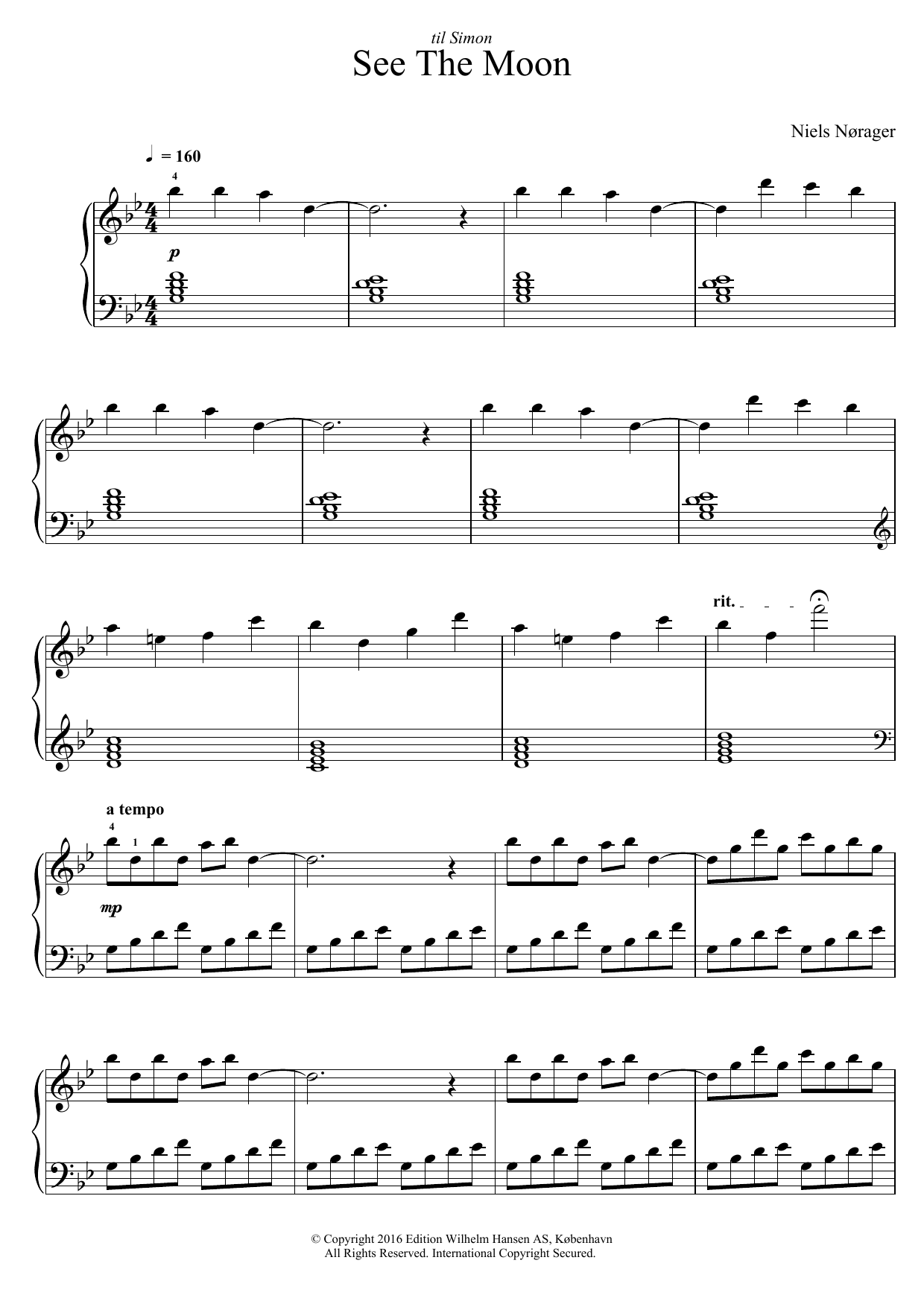 Download Niels Nørager See The Moon Sheet Music and learn how to play Piano PDF digital score in minutes