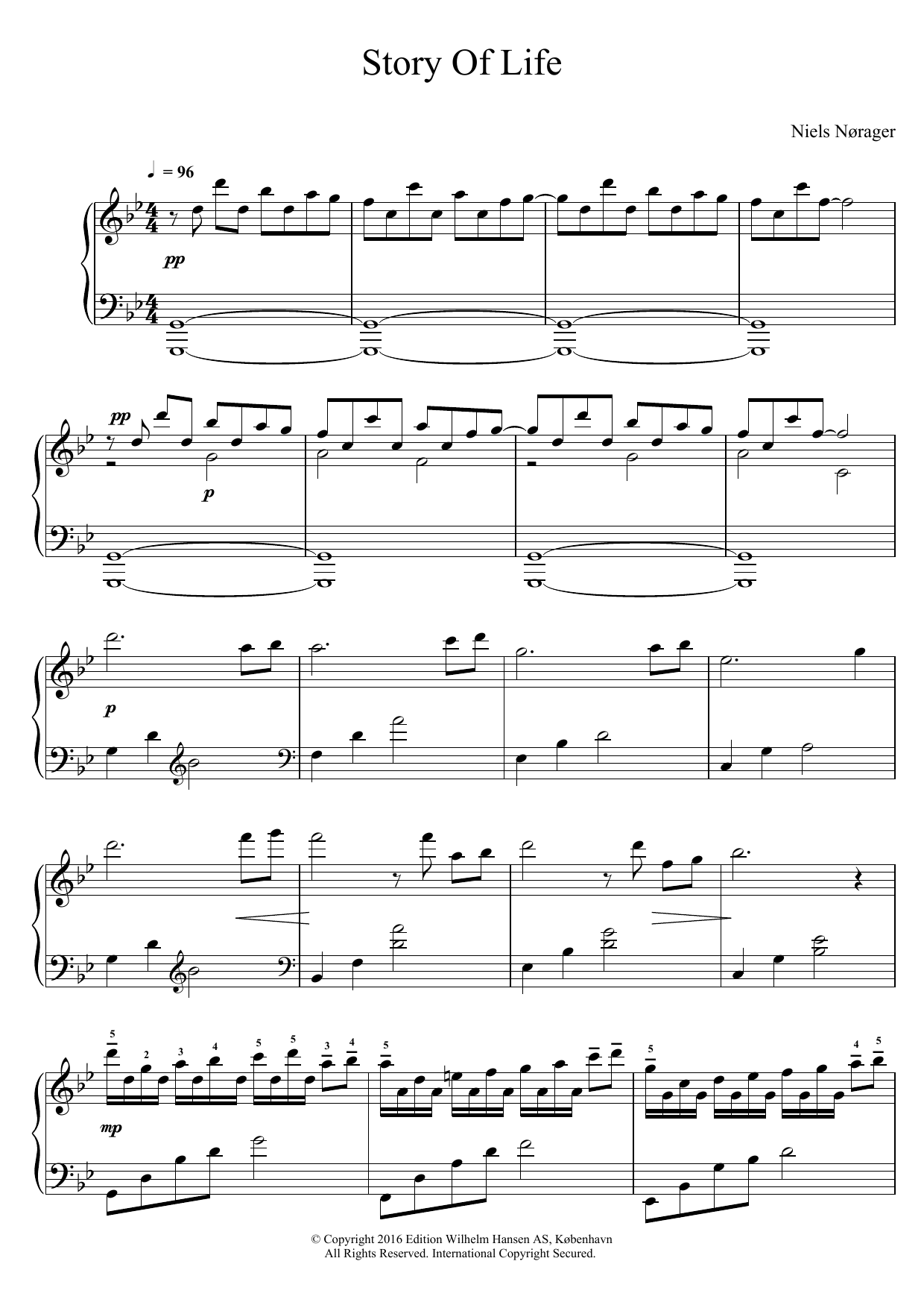 Download Niels Nørager Story Of Life Sheet Music and learn how to play Piano PDF digital score in minutes