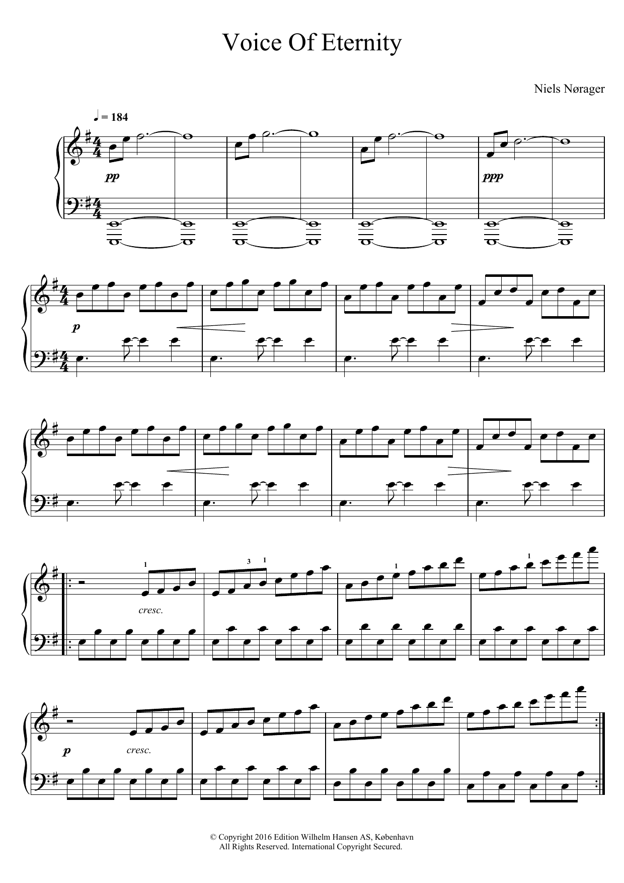 Download Niels Nørager Voice Of Eternity Sheet Music and learn how to play Piano PDF digital score in minutes