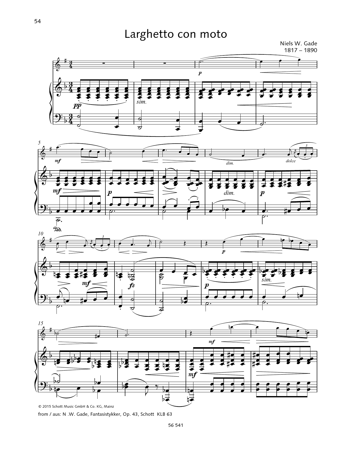 Download Niels Wilhelm Gade Larghetto con moto Sheet Music and learn how to play Woodwind Solo PDF digital score in minutes