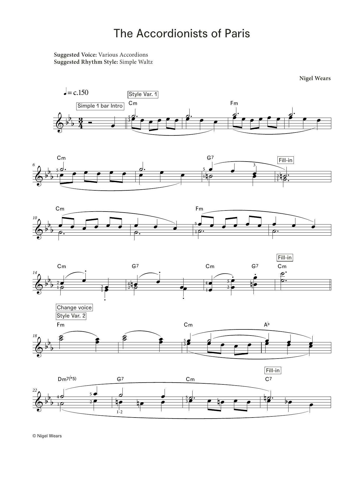 Download Nigel Wears The Accordionists of Paris (LCME Electronic Keyboard Grade 7 List B) Sheet Music and learn how to play Piano Solo PDF digital score in minutes