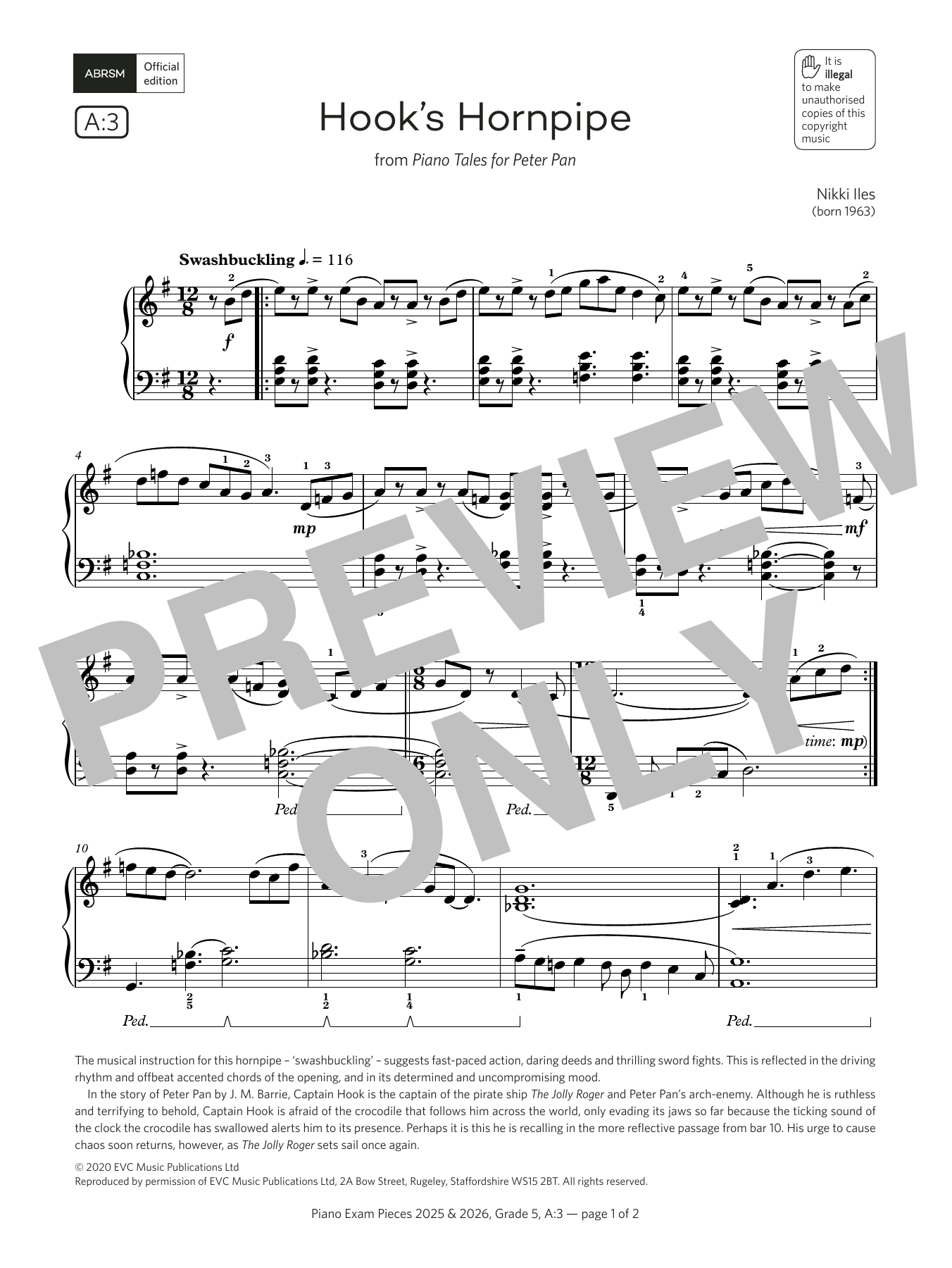 Download Nikki Iles Hook's Hornpipe (Grade 5, list A3, from the ABRSM Piano Syllabus 2025 & 2026) Sheet Music and learn how to play Piano Solo PDF digital score in minutes