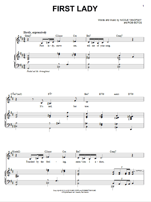 Download Nikki Yanofsky First Lady Sheet Music and learn how to play Piano & Vocal PDF digital score in minutes