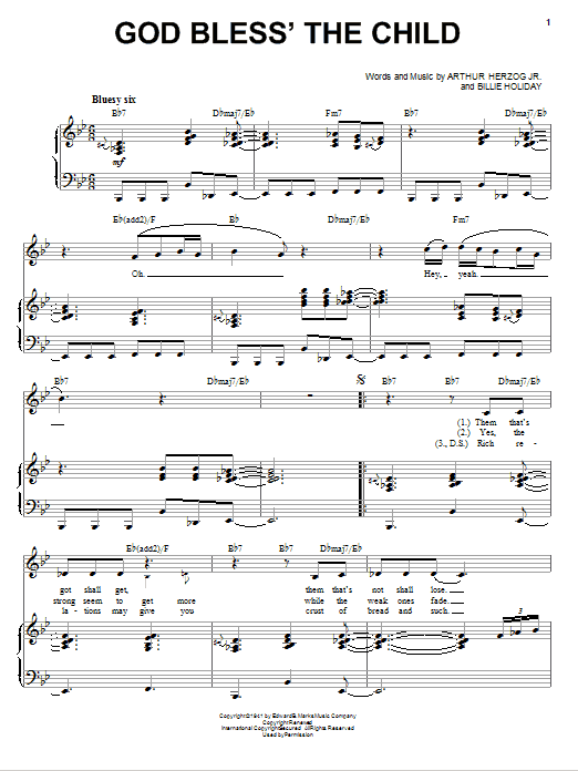 Download Nikki Yanofsky God Bless' The Child Sheet Music and learn how to play Piano & Vocal PDF digital score in minutes
