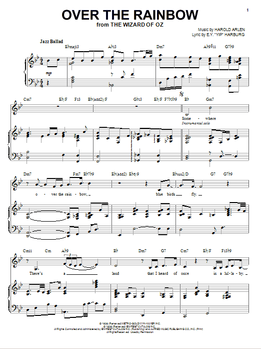 Download Nikki Yanofsky Over The Rainbow Sheet Music and learn how to play Piano & Vocal PDF digital score in minutes