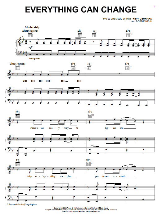 Download Nikko Everything Can Change (from Spectacular) Sheet Music and learn how to play Piano, Vocal & Guitar (Right-Hand Melody) PDF digital score in minutes