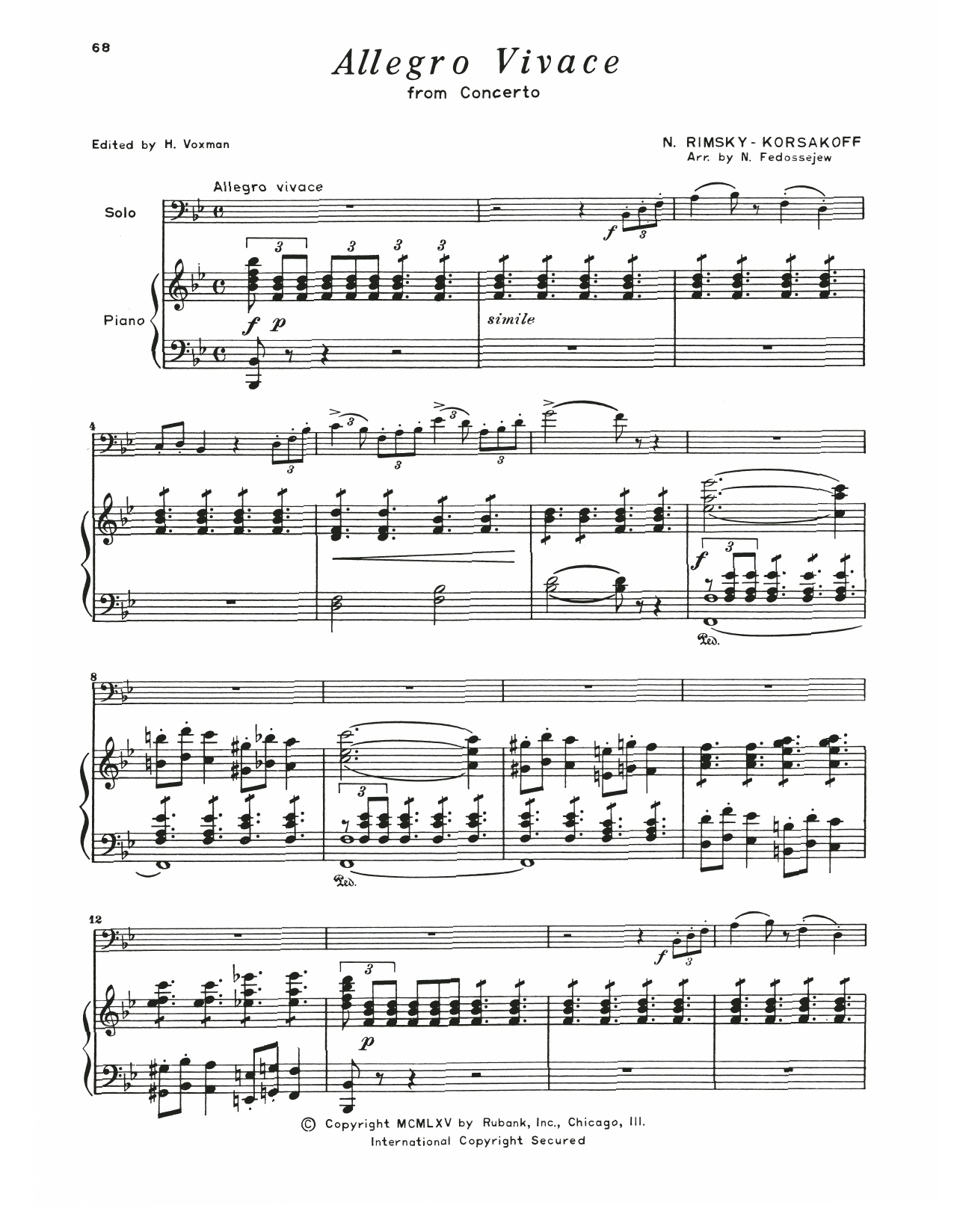 Download Nikolai Rimsky-Korsakov Allegro Vivace (from Concerto) Sheet Music and learn how to play Trombone and Piano PDF digital score in minutes
