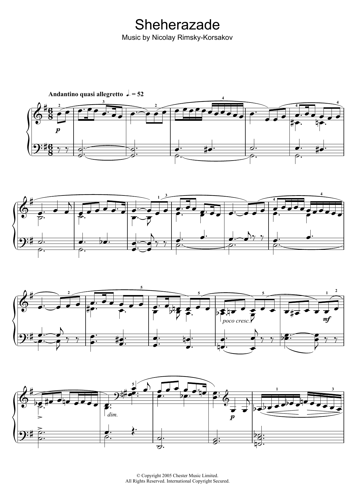 Download Nikolai Rimsky-Korsakov Sheherazade Sheet Music and learn how to play Piano PDF digital score in minutes