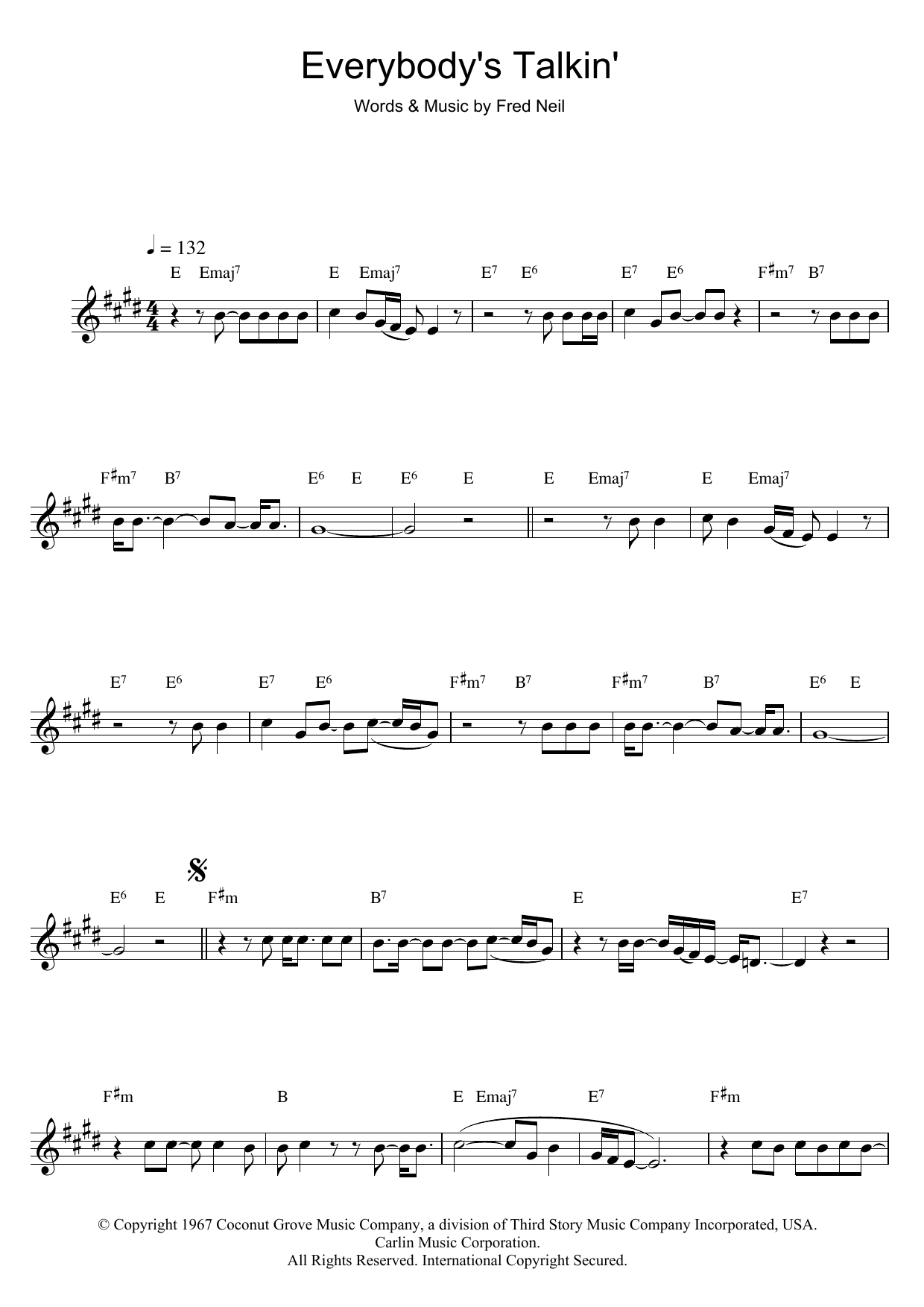 Download Nilsson Everybody's Talkin' Sheet Music and learn how to play Flute PDF digital score in minutes