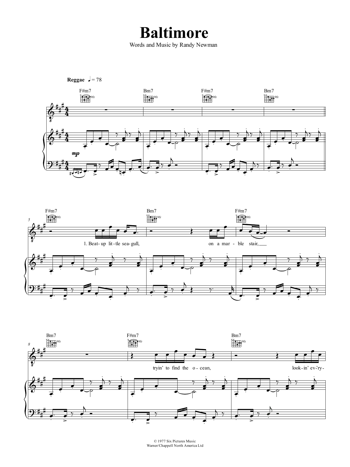 Download Nina Simone Baltimore Sheet Music and learn how to play Piano, Vocal & Guitar (Right-Hand Melody) PDF digital score in minutes